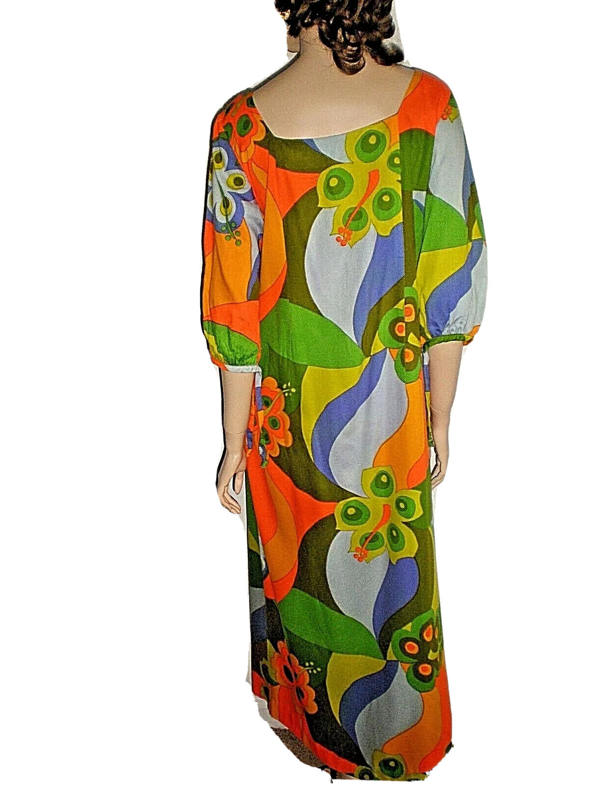 VTG THERESE BAUMAIRE PSYCHEDELIC VIBRANT MULTI-COLOR LONG DRESS SIZE 42