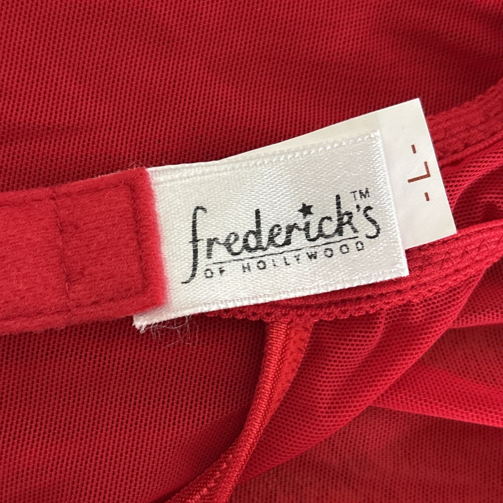 Vtg Fredericks of Hollywood L BabyDoll Slip Sheer Red Lace Coquette Burlesque