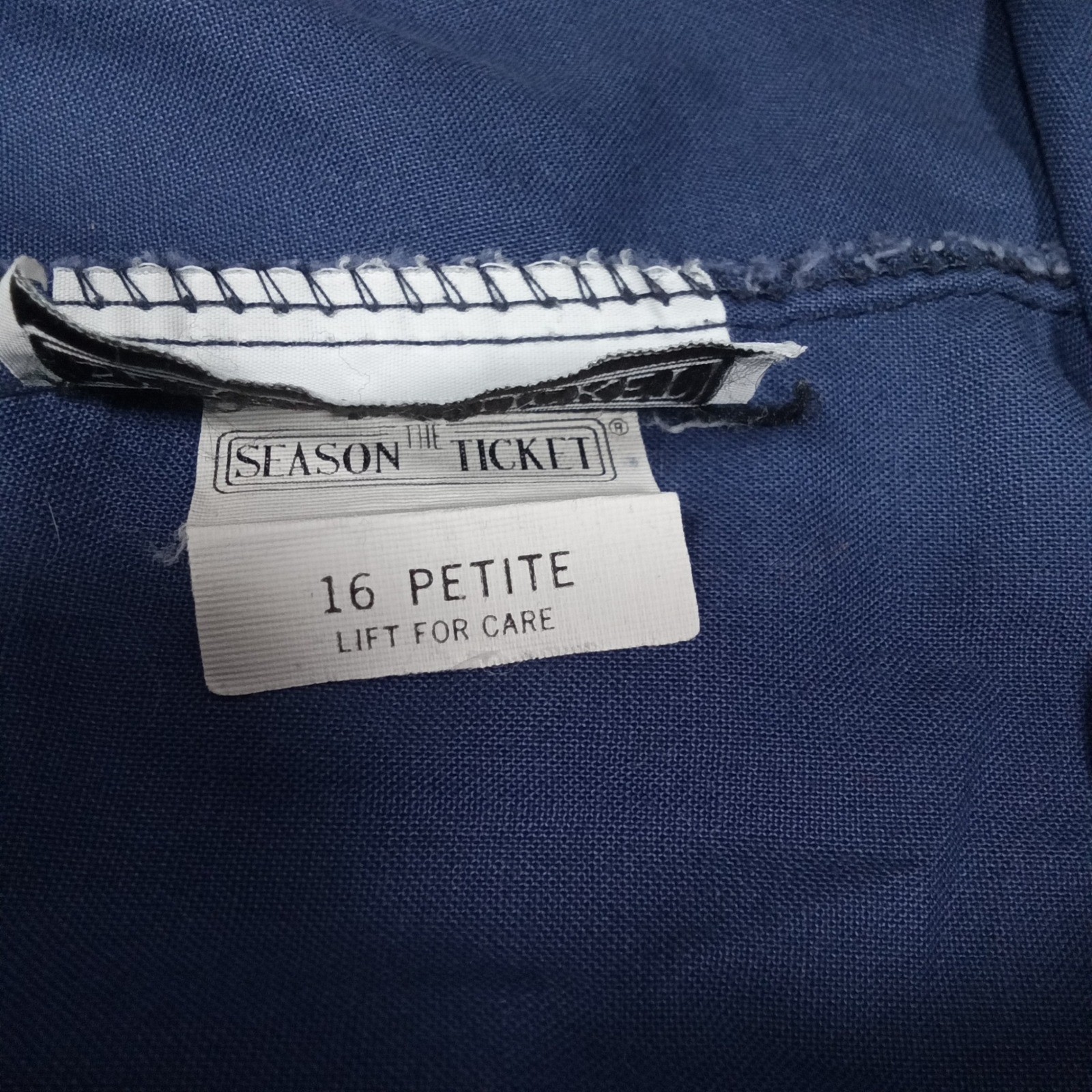 The Season Ticket Blue Cotton Paperbag Waist Shorts Vintage Womens 16P Made