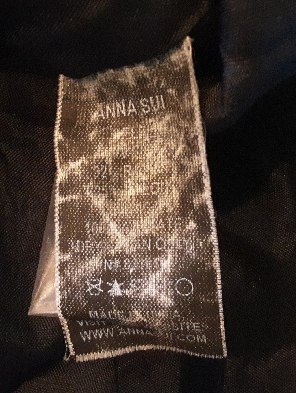 ANNA SUI-VTG Kimono Sleeve Geometric Pattern Cropped Fitted Blouse-Sz 4