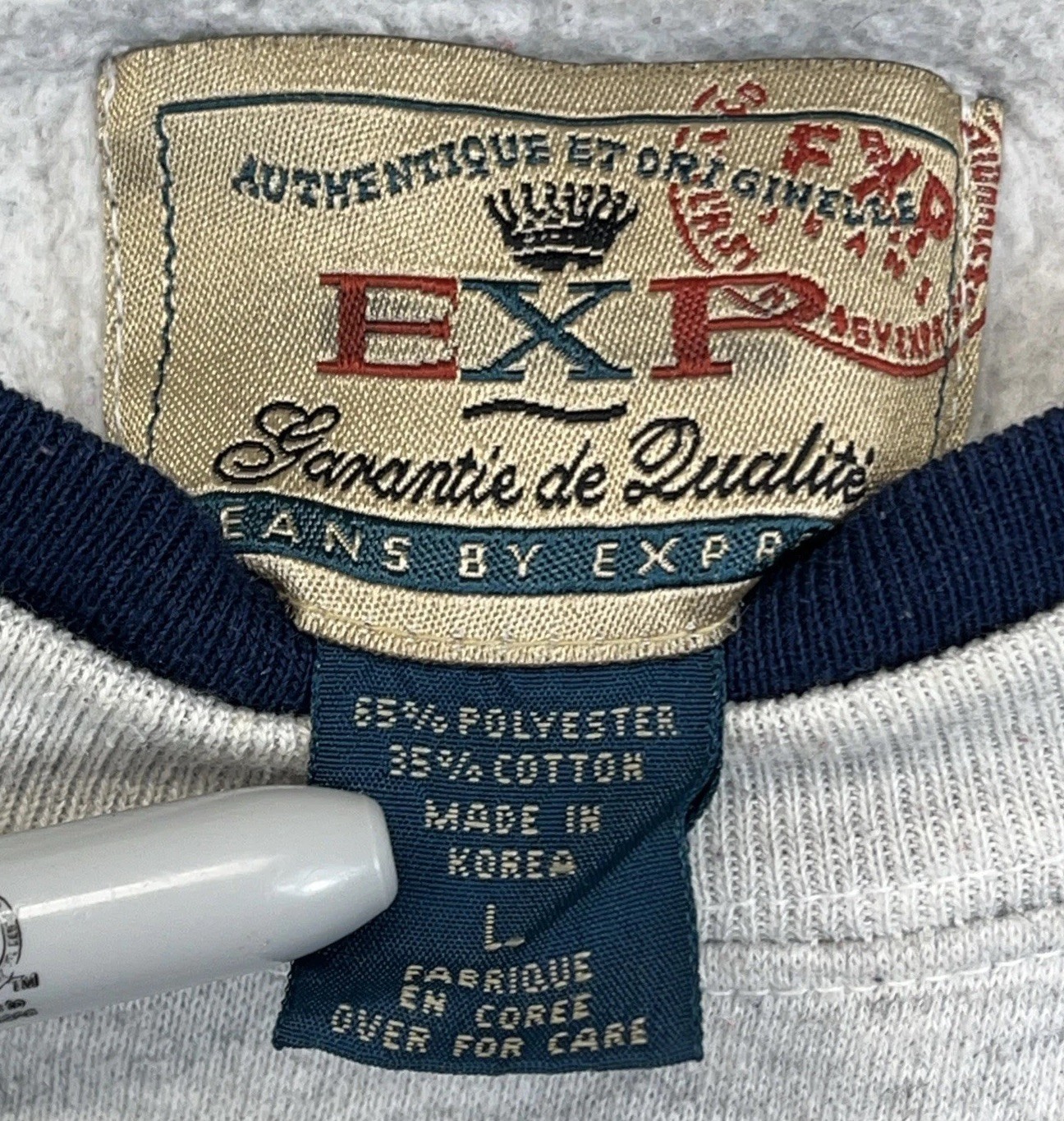 Vintage Express Jeans Sweatshirt Embroidered Logo Authentic Distressed Big L