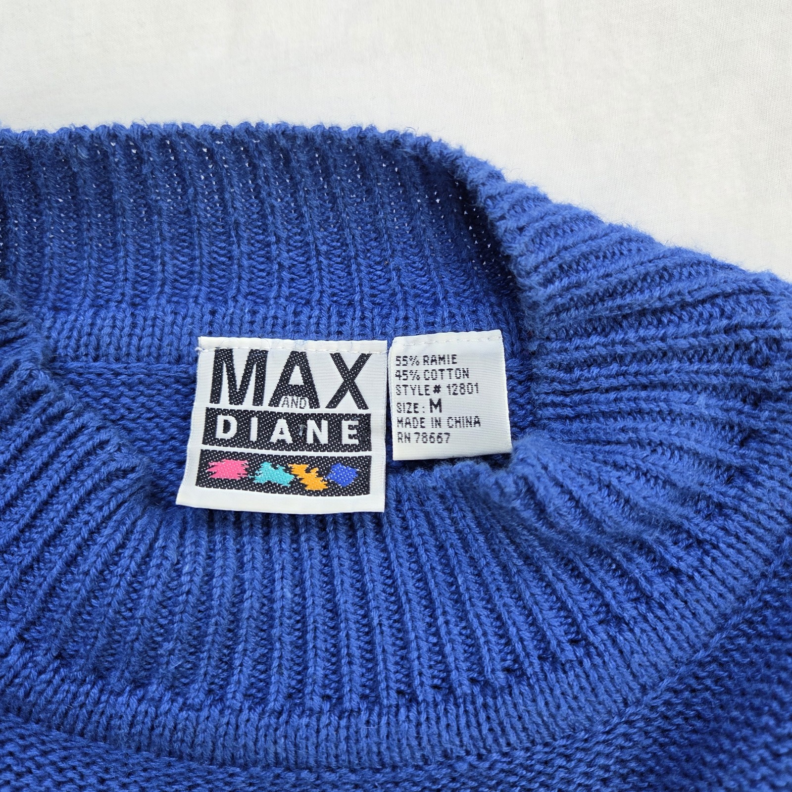 VTG Max and Diane Teddy Bear Sweater Blue Knit Pullover 80s 90s Style M