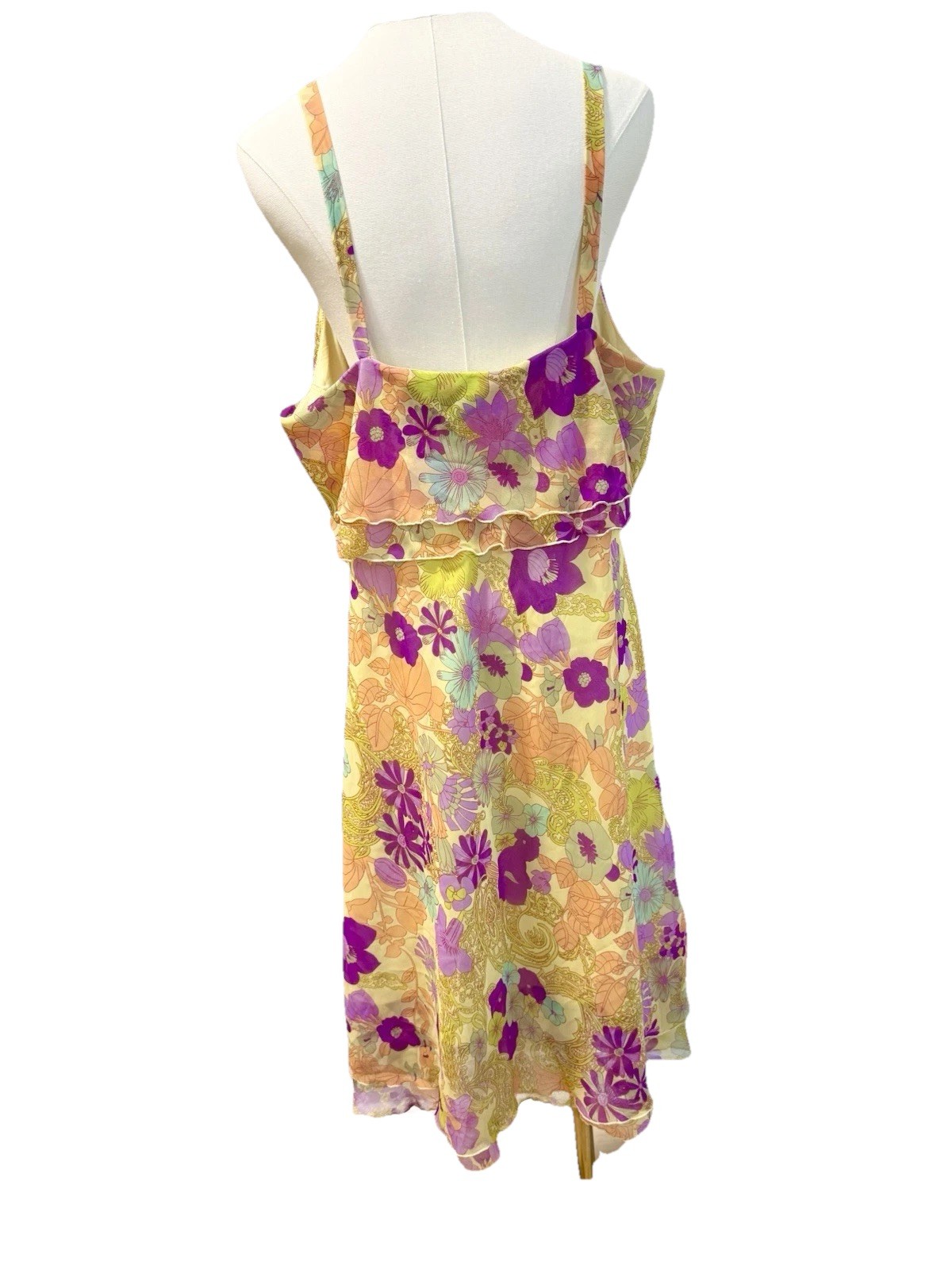 Women’s Vintage 90s Mlle Gabrielle Yellow dress Volupt Psychedelic Floral 16w