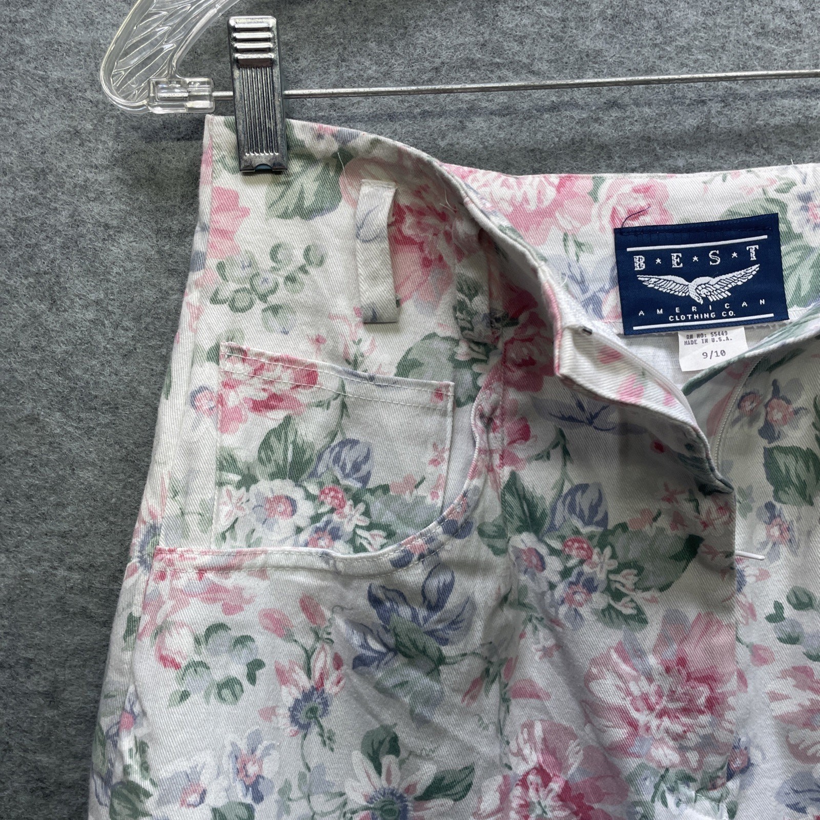 Vtg Y2K BEST American Clothing Co Women 9/10 Pastel Floral Pink Skirt High Waist