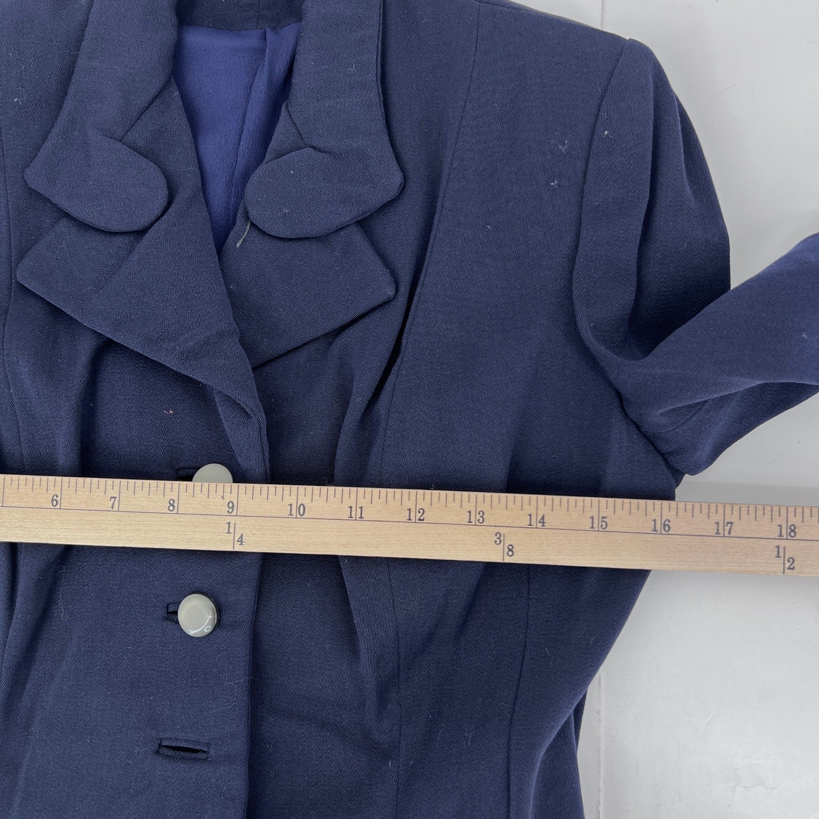Vintage 1940s Navy Blue Tailored Blazer Jacket WWII Era