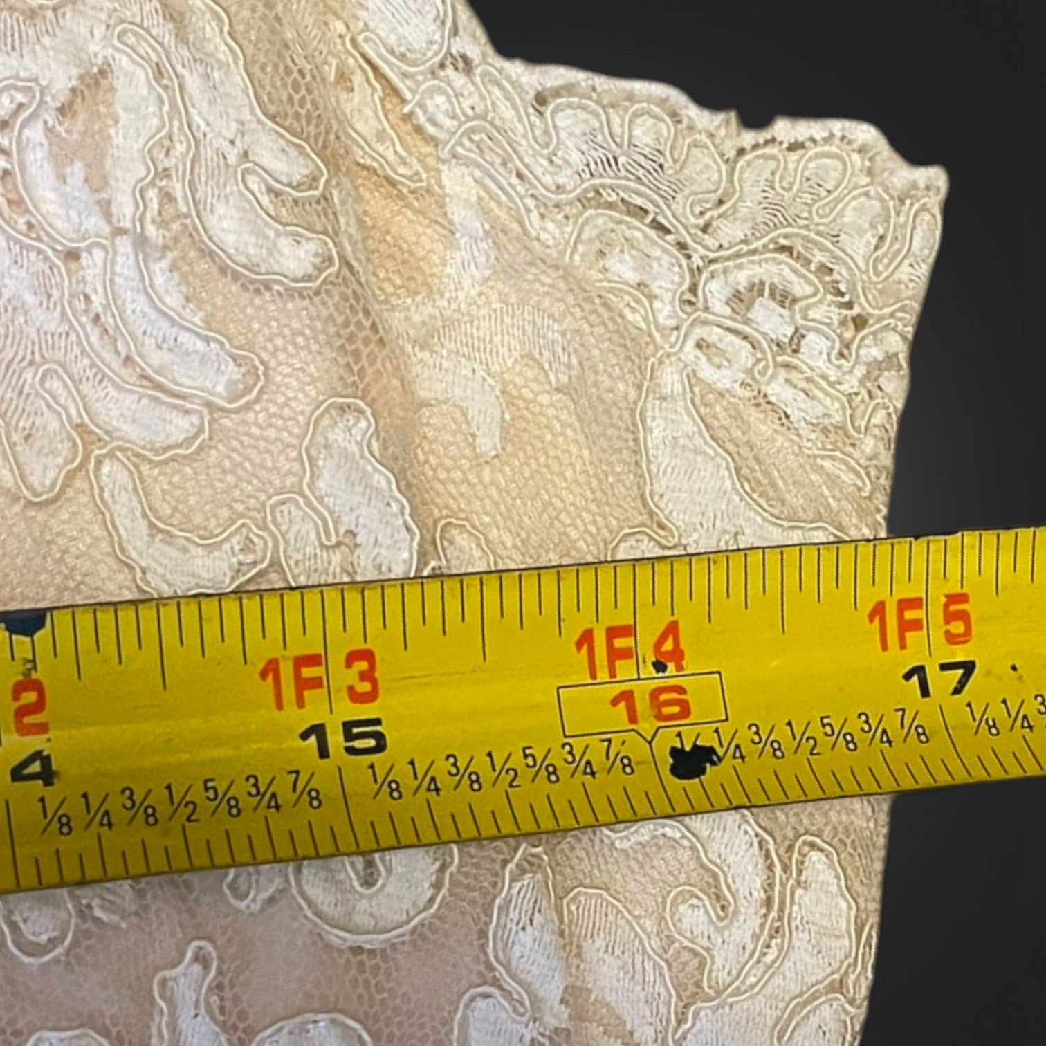Vintage 1960s Sisto’s Ivory/Blush Corded Lace Pearl Button Cocktail Sheath Dress