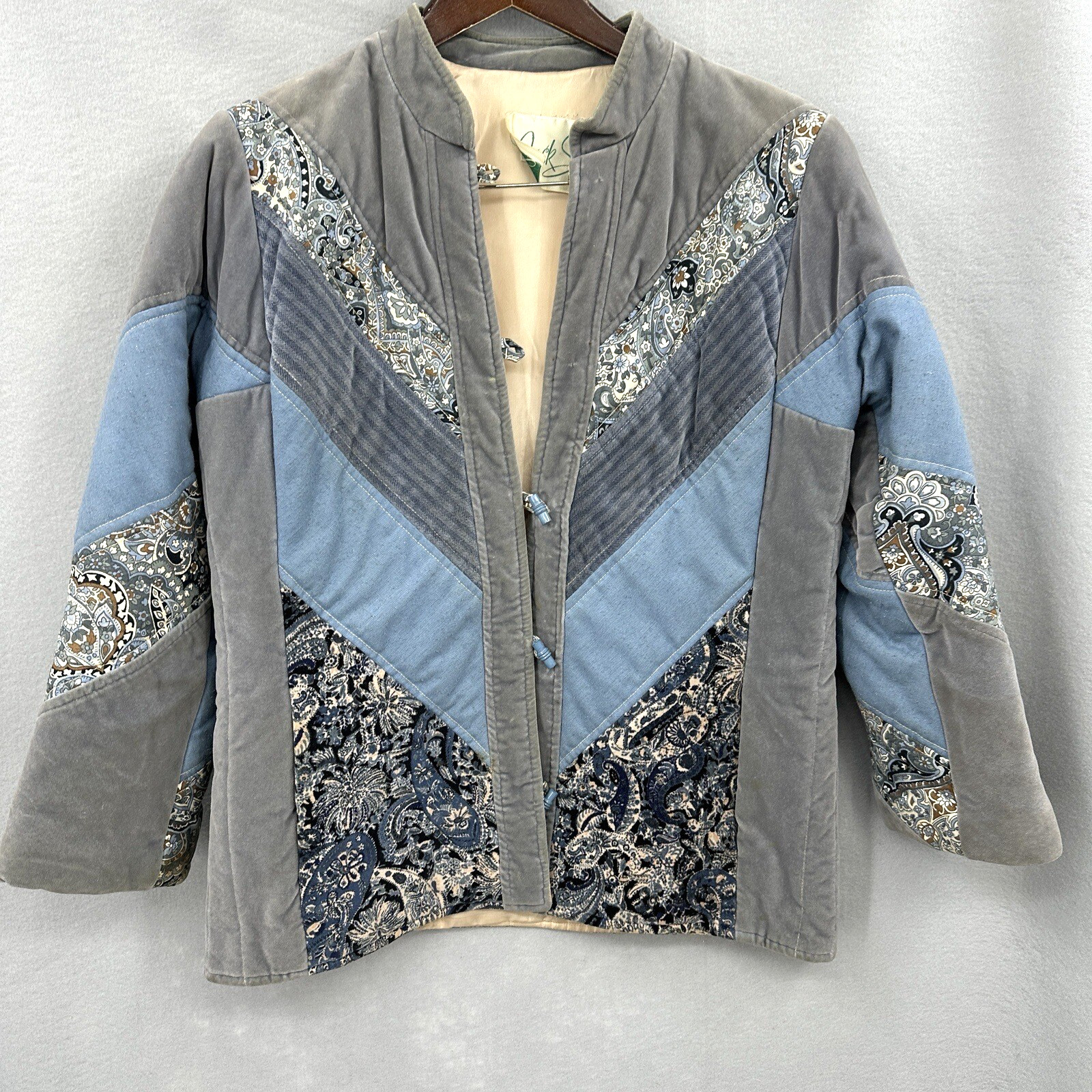 Vintage Jack Slote Jacket Women M Patchwork Cottagecore Quilted Boho Granny READ