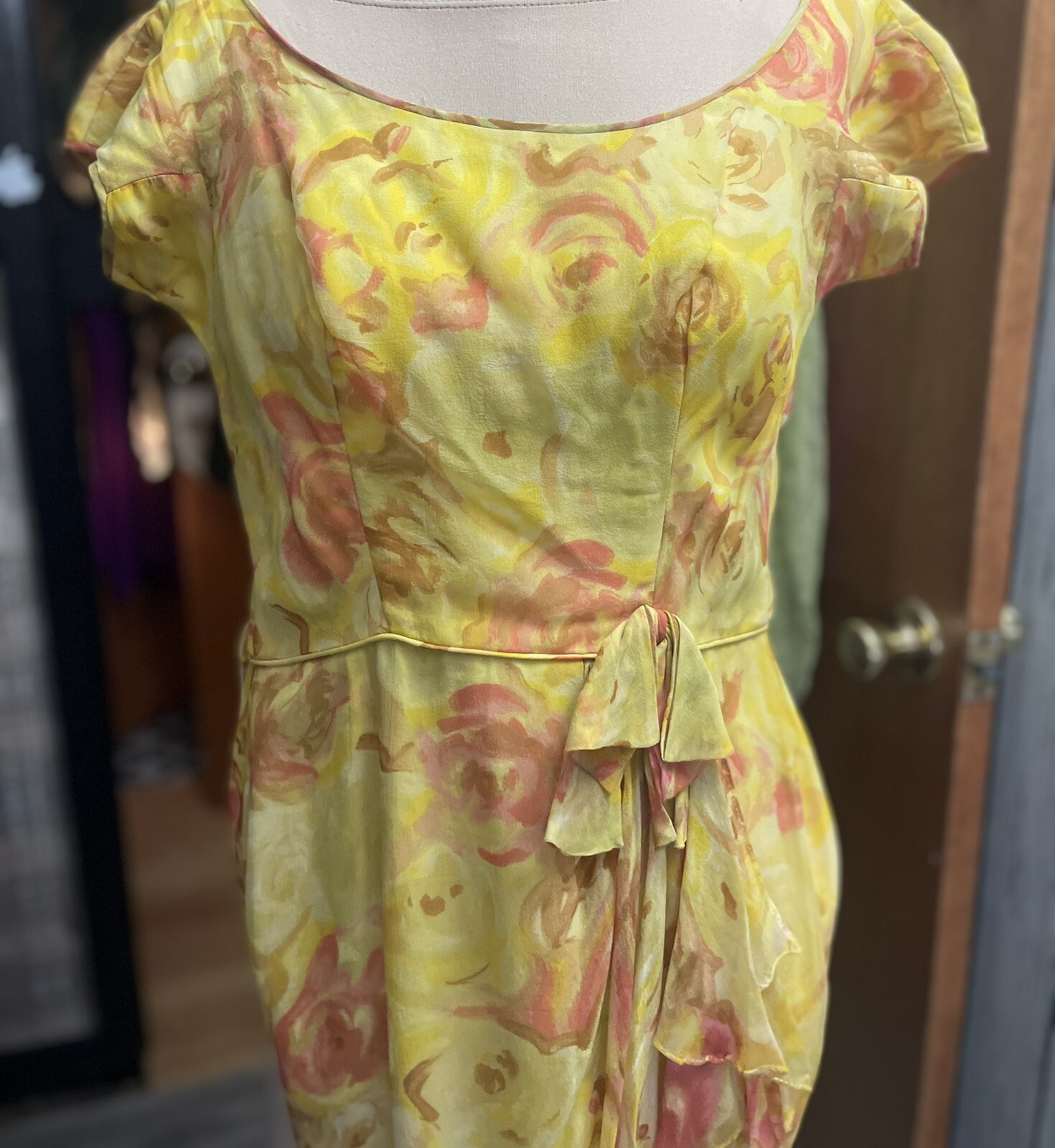 Vintage floral print silk dress in 2