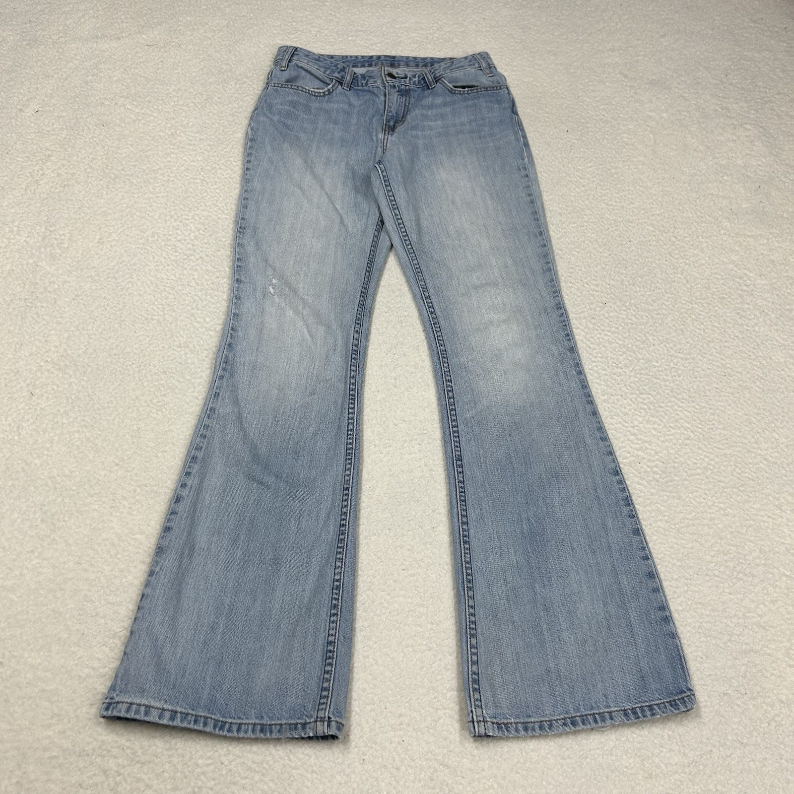 Vtg Levis Orange Tab Flare Leg Jeans Womens Sz 29 Light Wash Blue Denim Casual