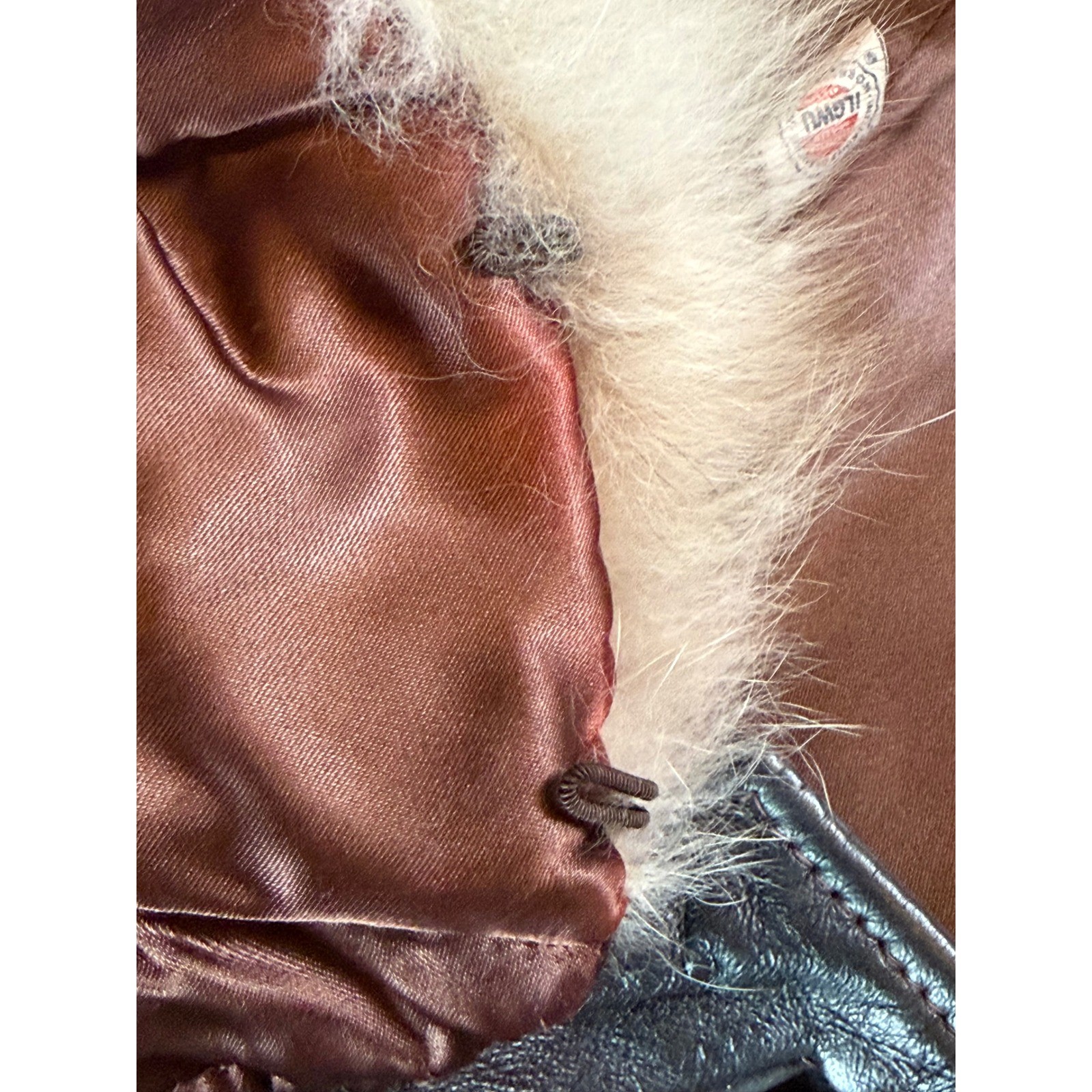 Vintage Brown Leather Trench Coat Fur Collar Belted ILGWU Made USA 60 70’s
