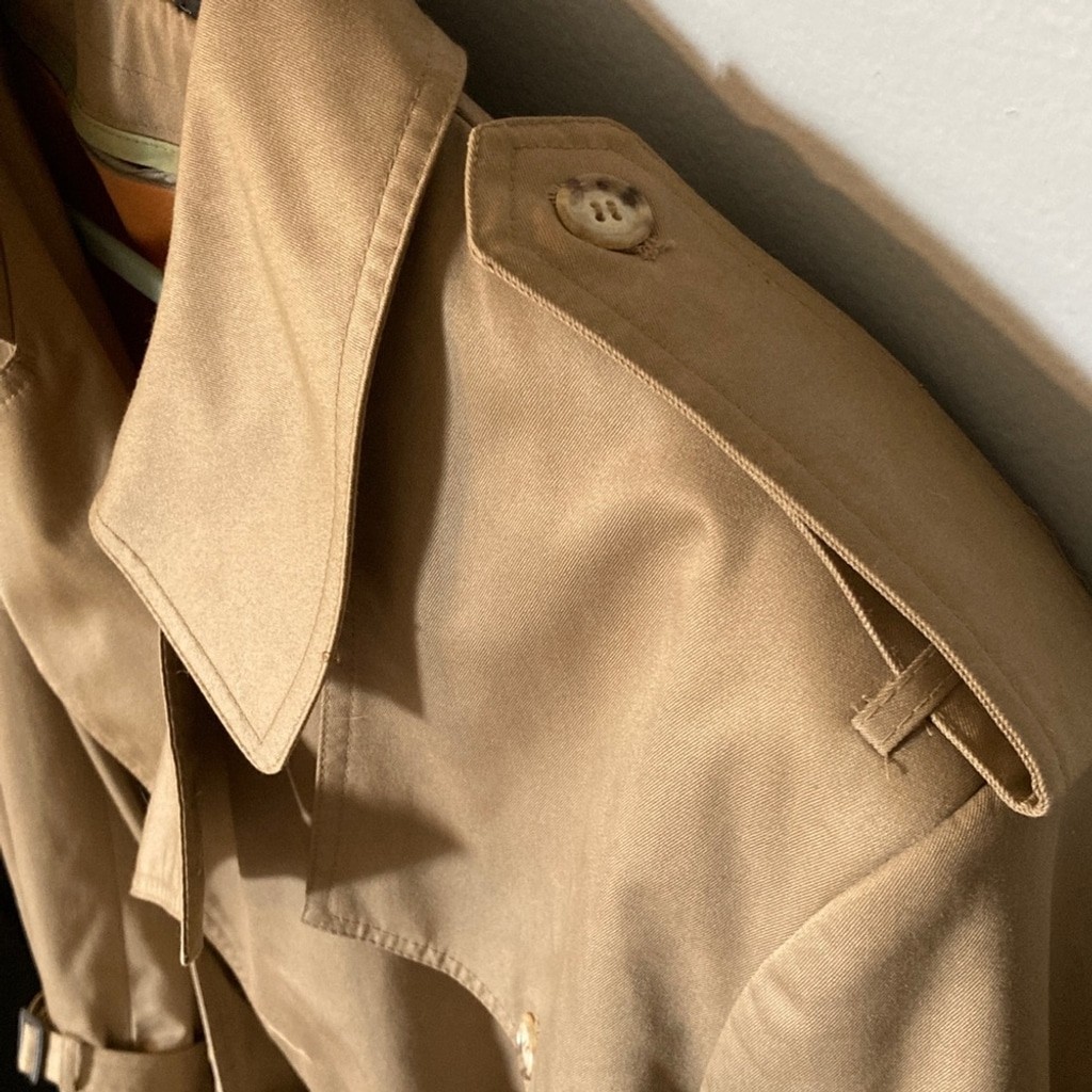 Galaxy Trench Coat Vintage Long Women’s Tan Sz 44 Wool-lined