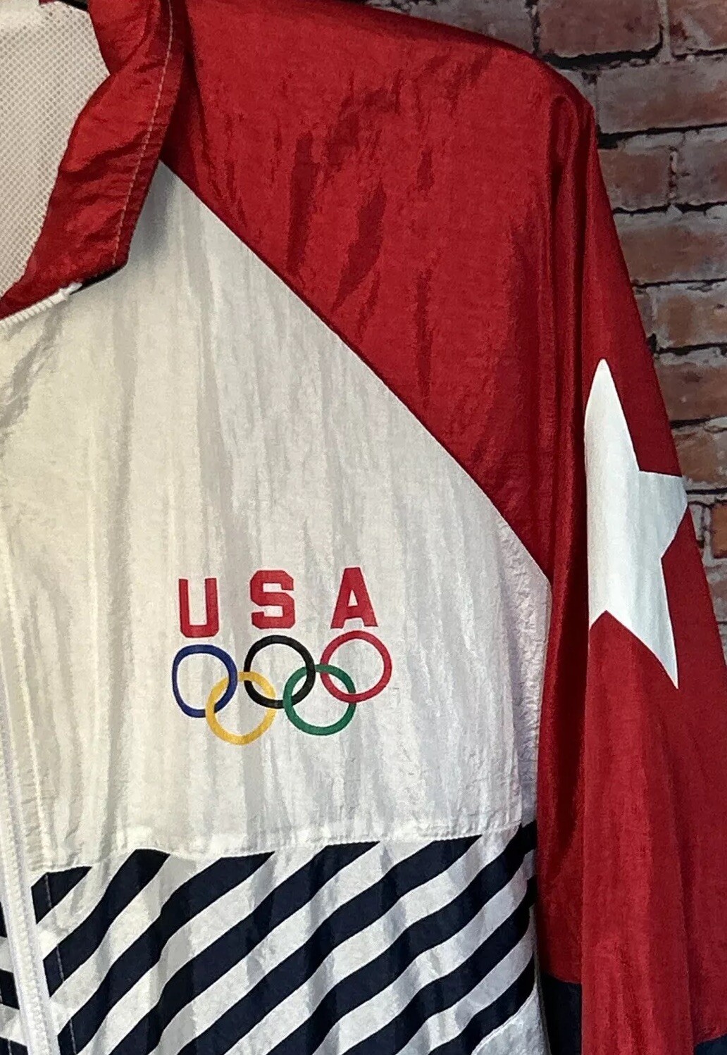 Vintage USA Olympics Full Zip Nylon Windbreaker Jacket Ladies Size 1X