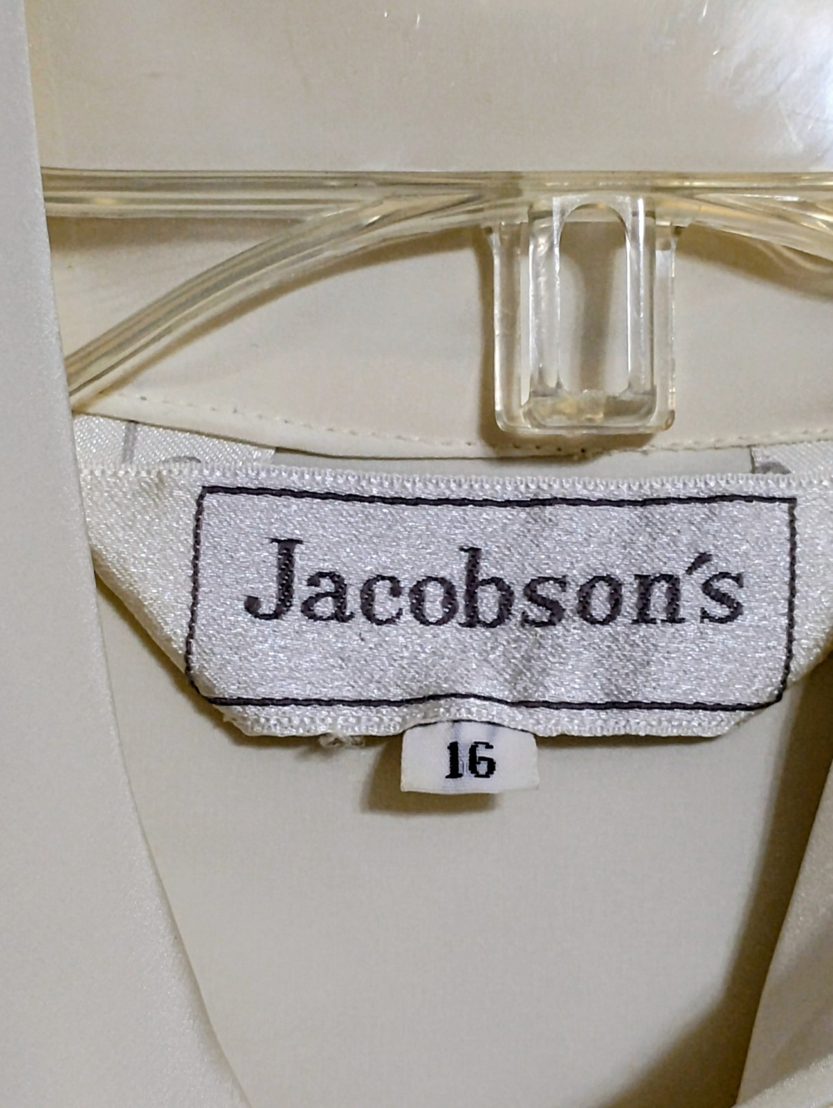 Vintage 80s JACOBSON’S Women’s Ivory Blouse w/ Pleated Wrapped Neckline SIZE 16