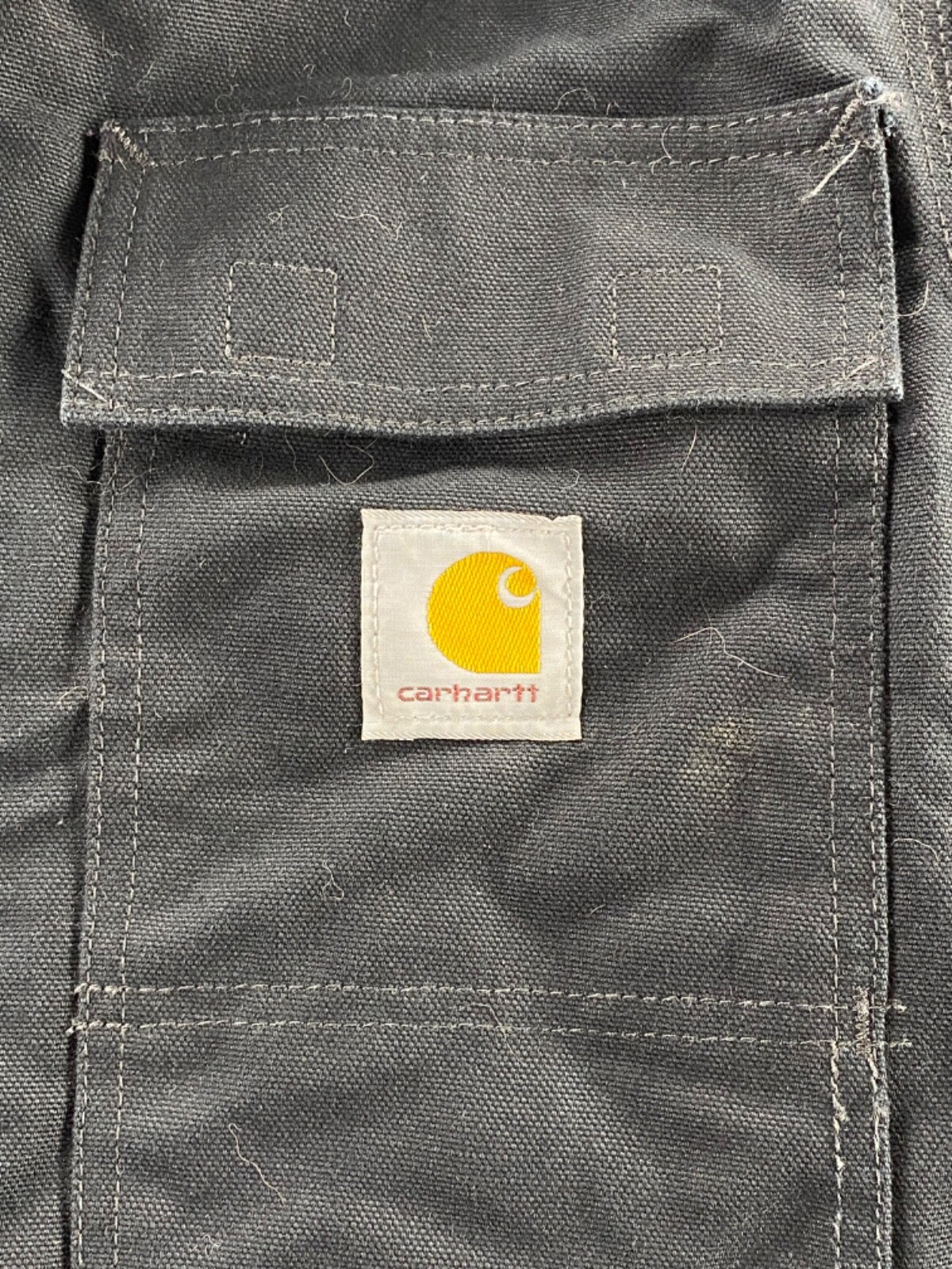 Carhartt Work Duck Chore Jacket Corduroy Collar Black Quilted Lined Canvas READ