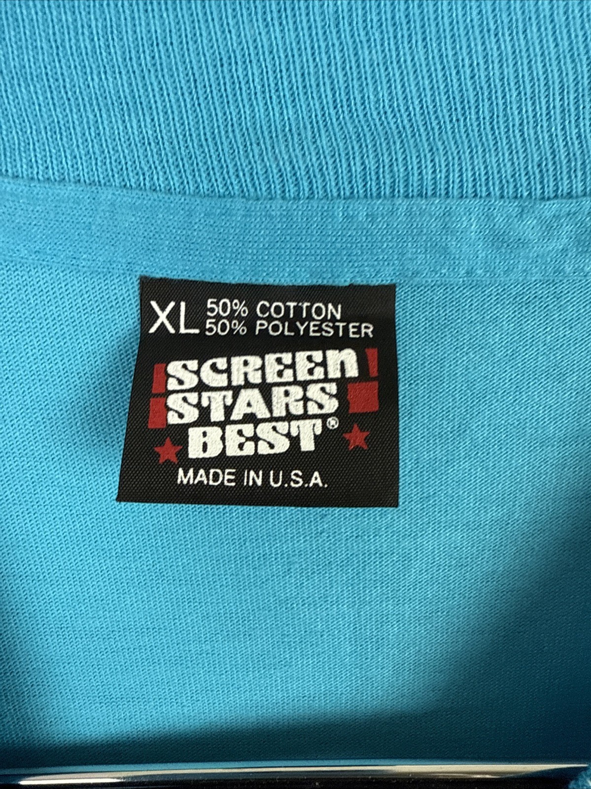 VTG Screen Stars Best T Shirt Blue Pink XL Made USA St Francis Xavier Parish