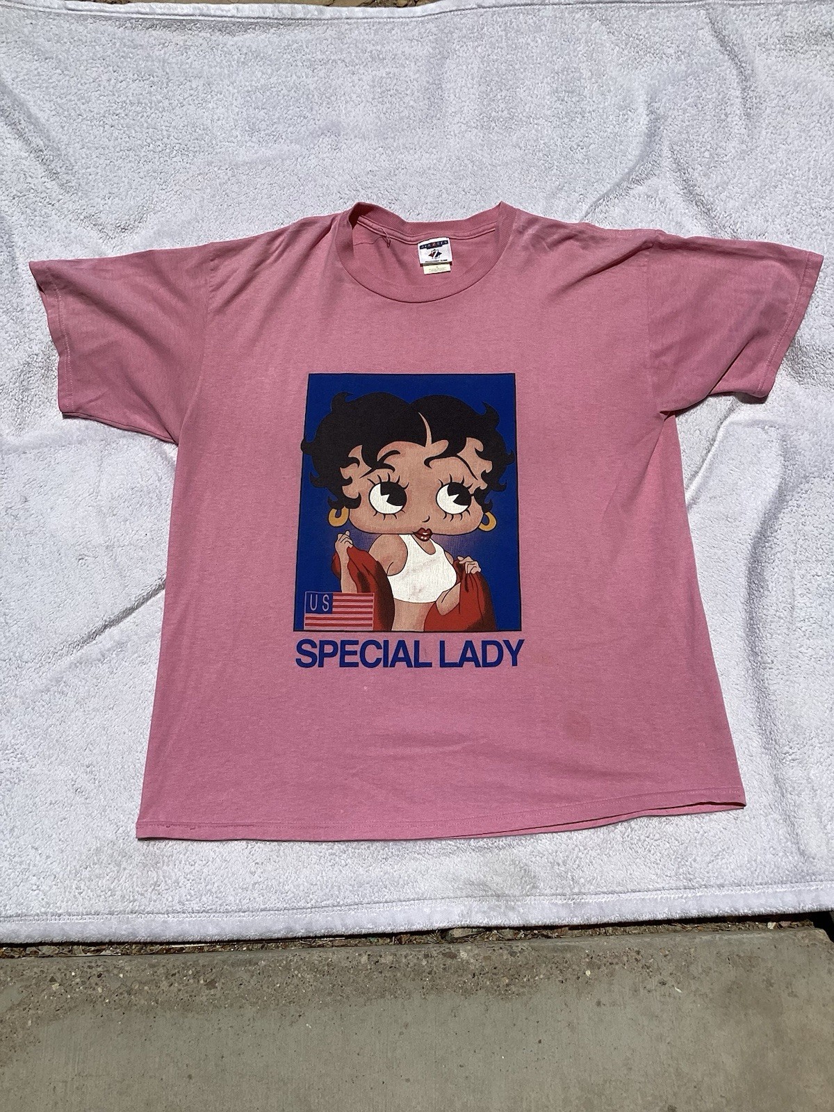 Vintage 90s Betty Boop special lady US Olympics boxing pink jerseys T-shirt