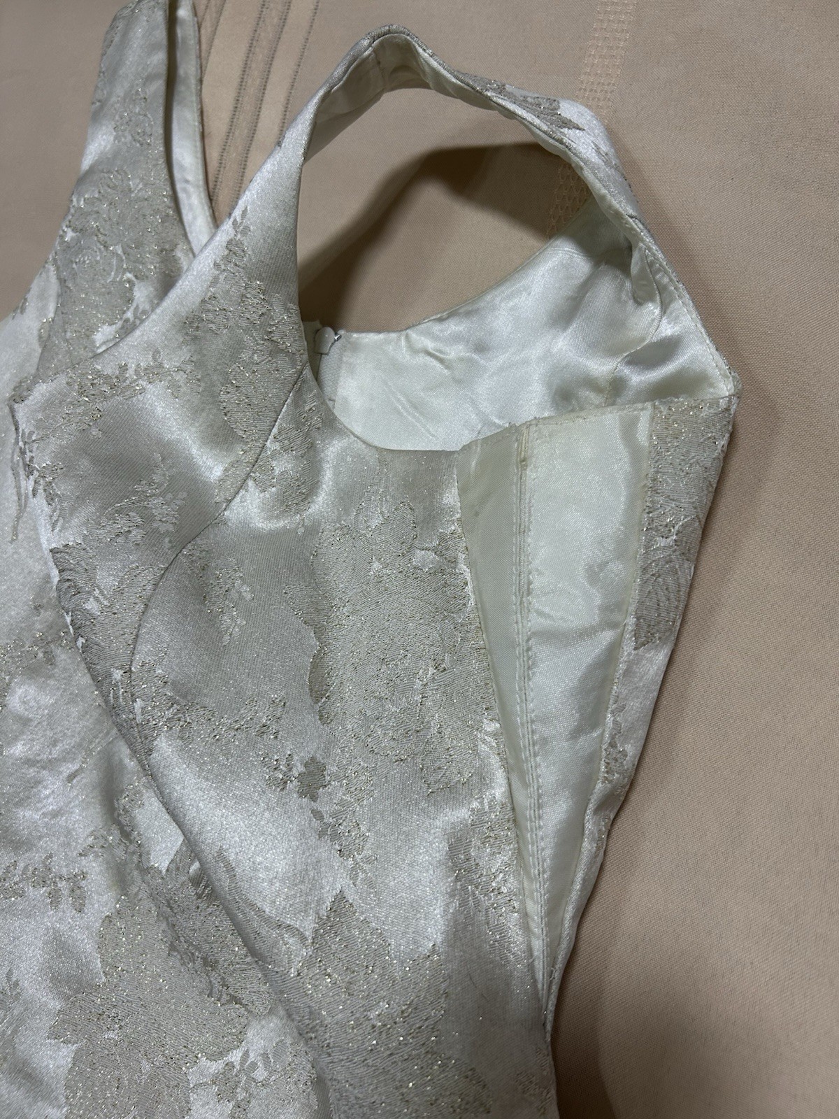 Vintage 90s Gunne Sax Size 3/4 Brocade Ivory Gold Gown Wedding Formal Jacquard