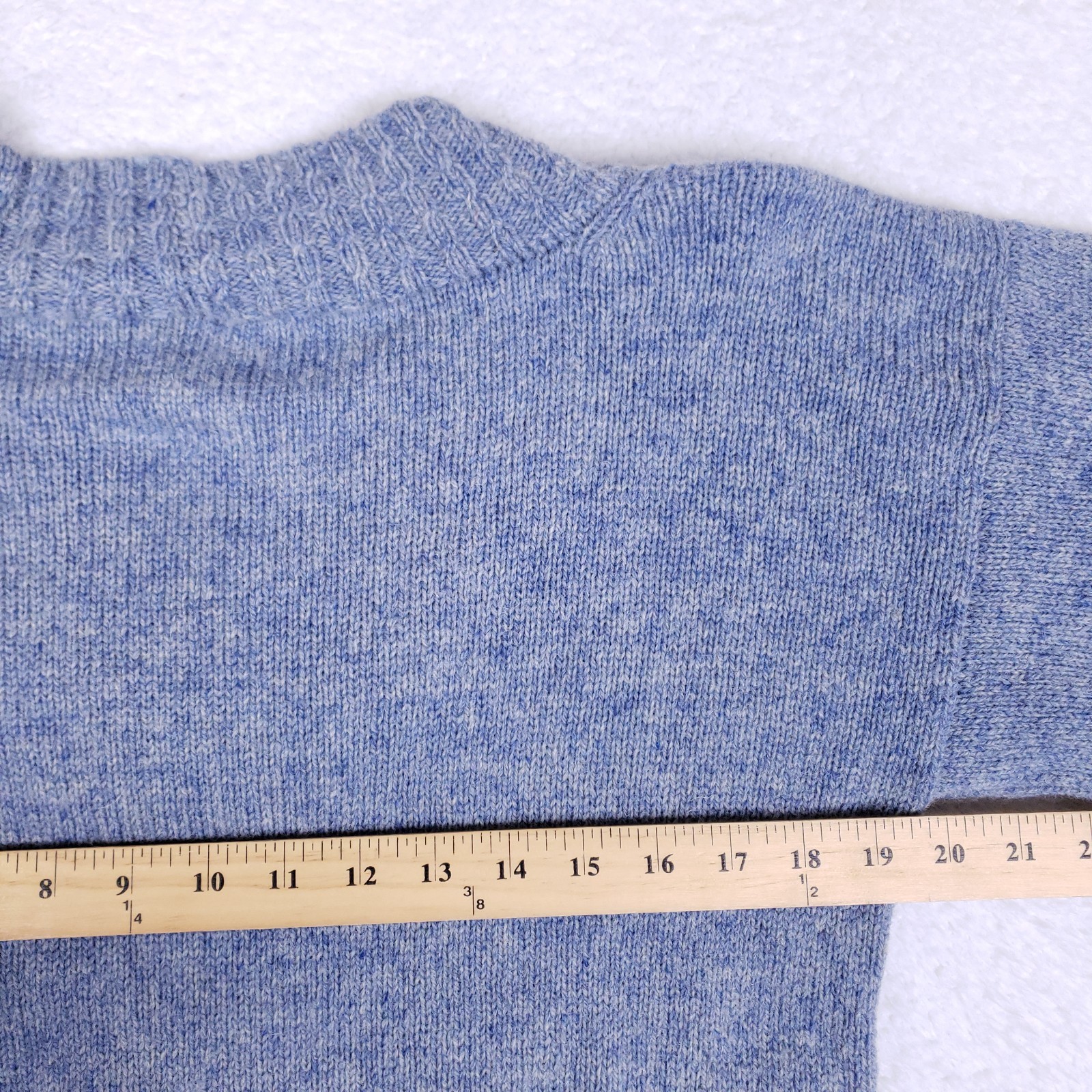 Vintage Friendship Knits Sweater Handmade Maine Wool Blue V-Neck Pullover Sz M
