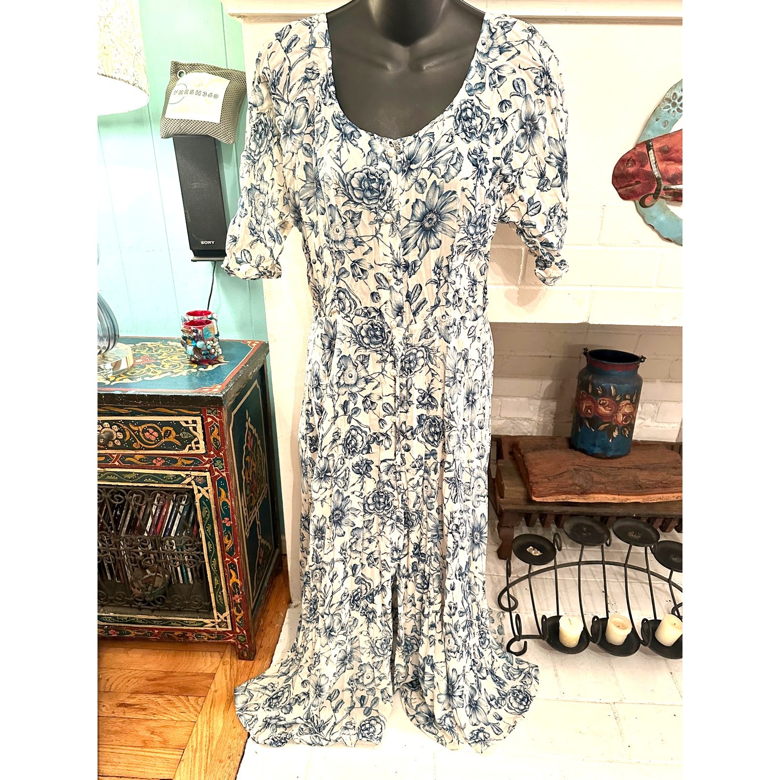 VINTAGE 90’s FLORAL PRINT BUTTONDOWN MAXI MIDI DRESS OSFA RAYON