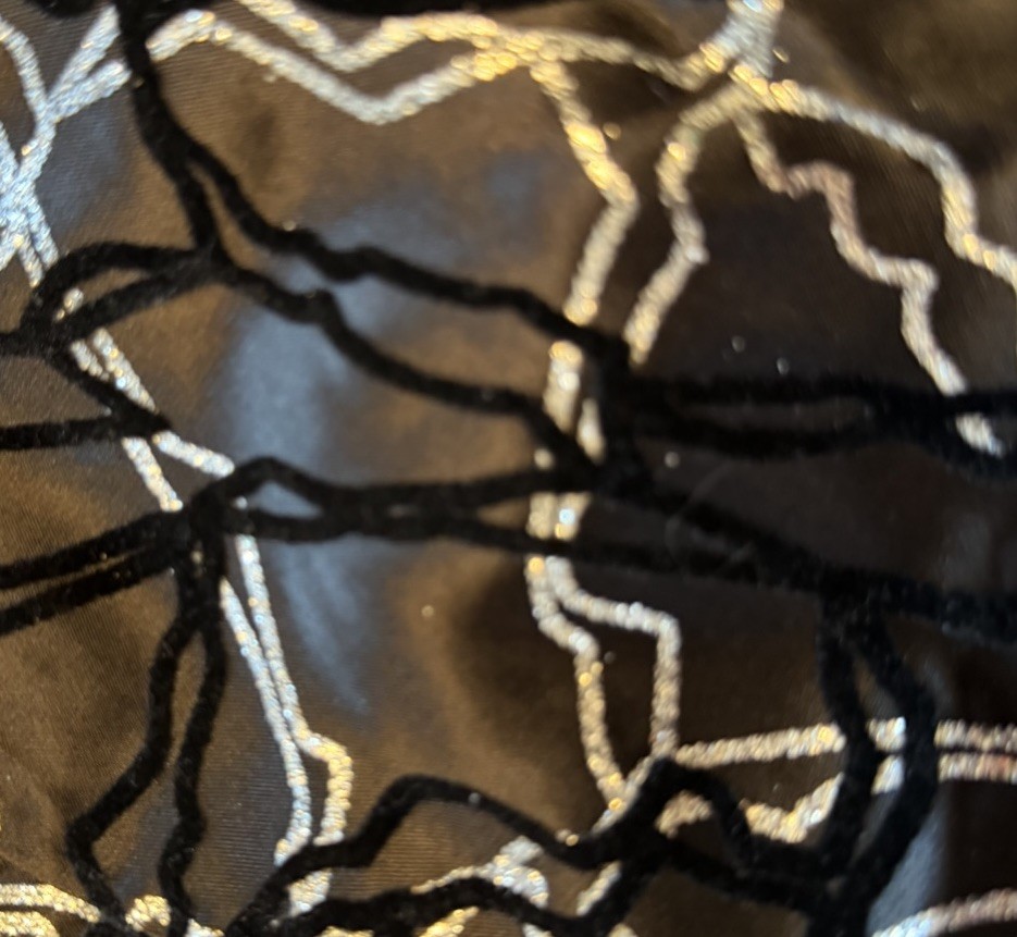 Vintage Ginger Black and Silver Abstract Metallic Evening Blazer Puffy Sleeves