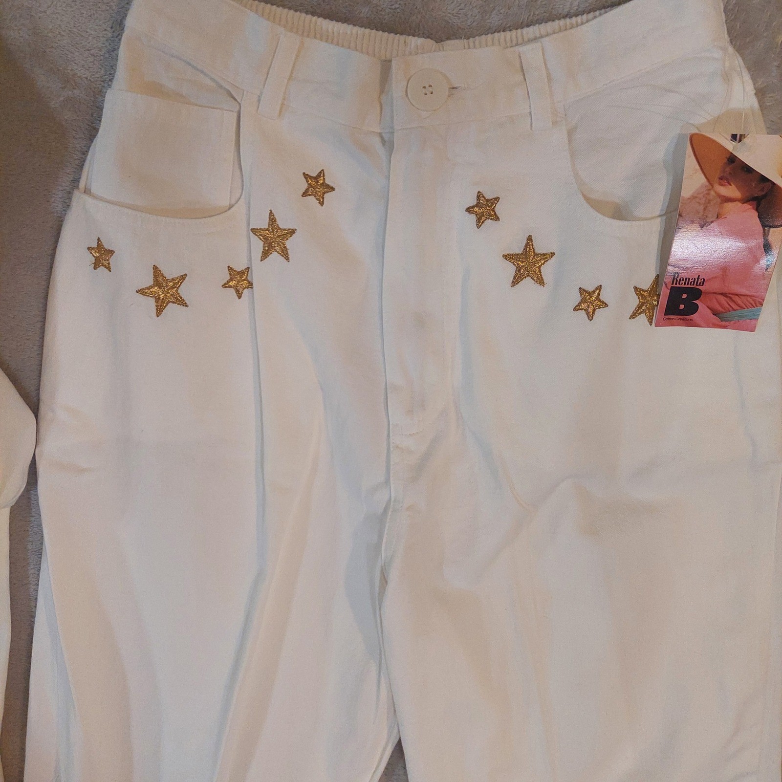 Renata B Nautical Blazer Pant Set Womens 12T White Gold Anchor Star Vintage 80s