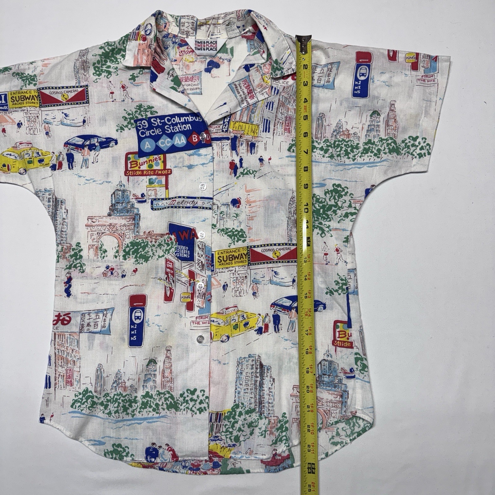 Vintage 70s 80s Women’s Camp Retro Shirt New York City NYC Broadway AOP Sz XS/S