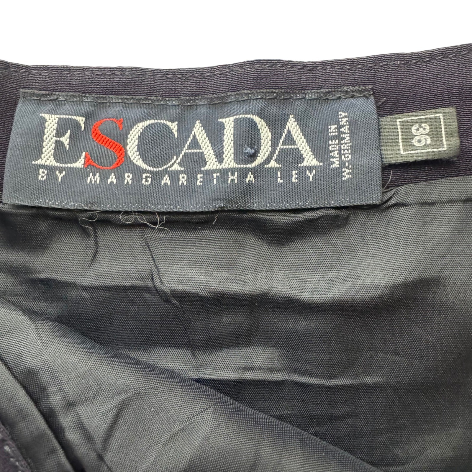 VTG Escada by Margaretha Ley US 4 EU 36 Pleated Midi Skirt 80s Navy Blue Acetate