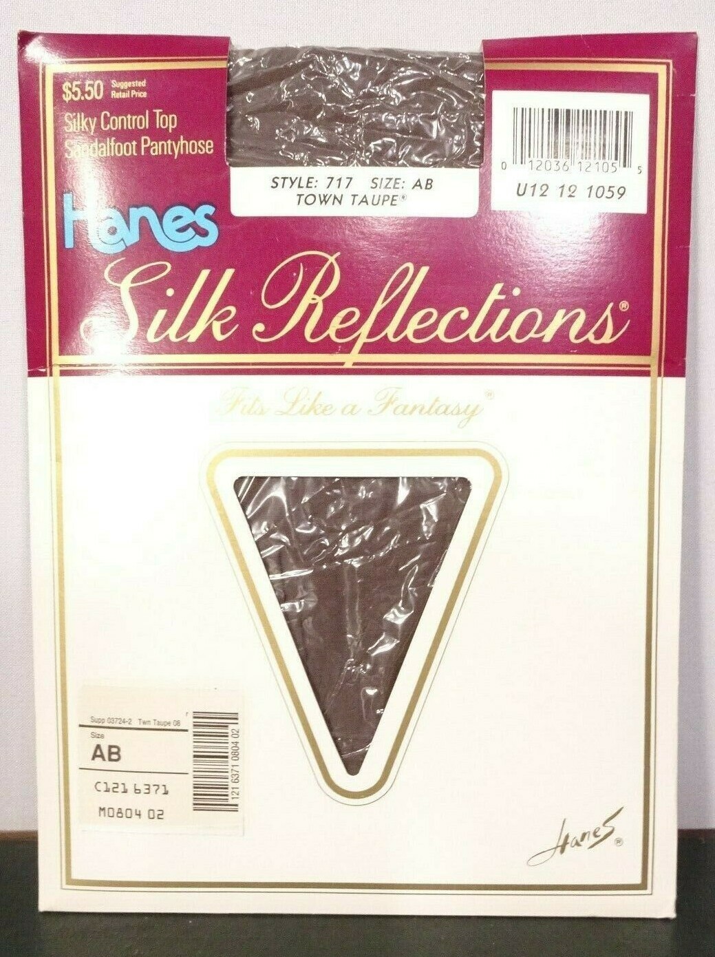 Vtg Hanes Silk Reflections Control Top Pantyhose Style 717 / Sz AB / Town Taupe