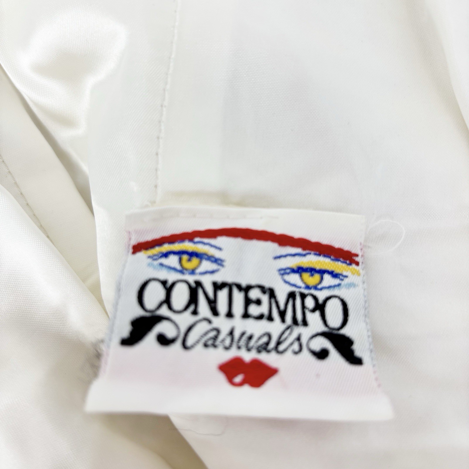Vtg 1980s CONTEMPO CASUALS Women’s Black Ivory Strapless Satin Dress Size S