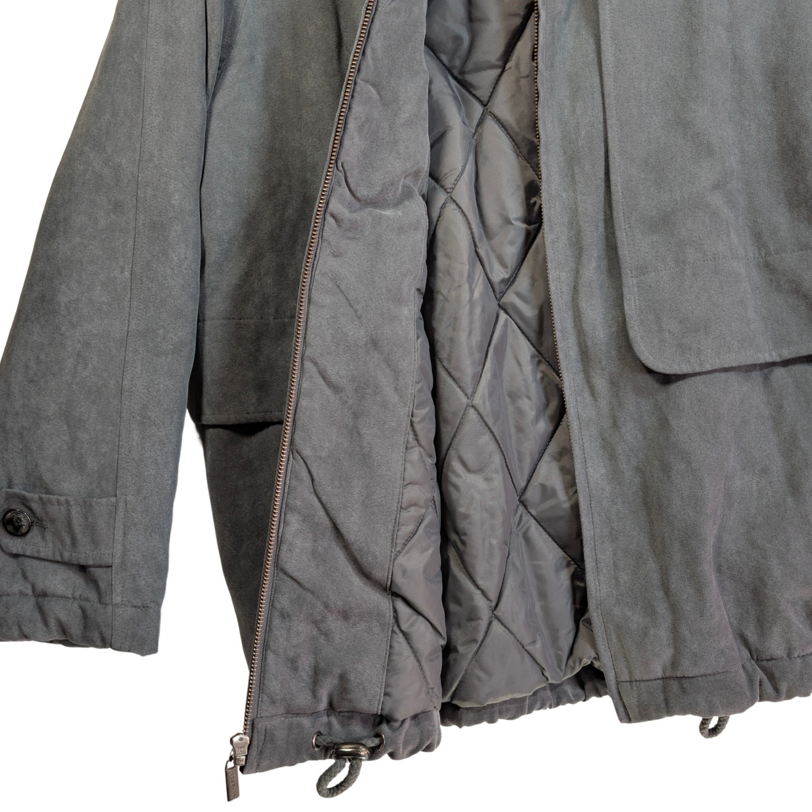 Vintage 80s – 90s Microsuede Fox Fur Collar Oversize Insulated Coat Sz Med