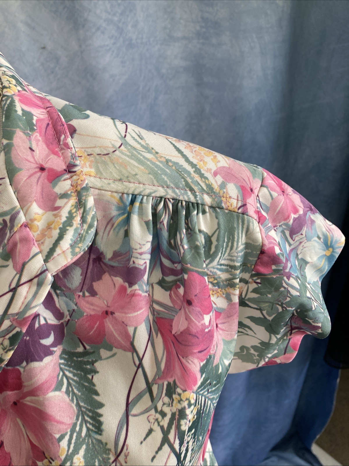 Vtg 80s Cottagecore Floral Skirt Set 2pc Popover Flutter Sleeve Secretary XS S