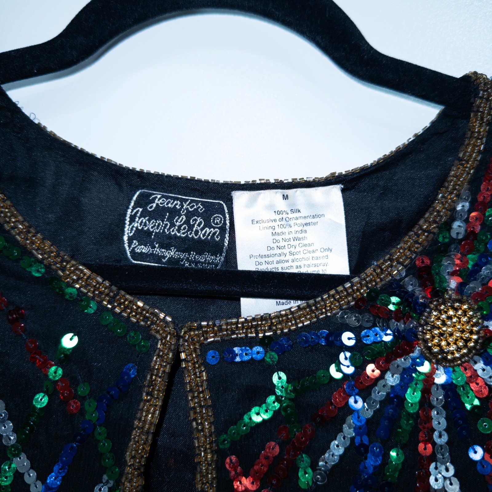 Jean For Joseph Le Bon Black Rainbow Sequin Silk Blazer Medium