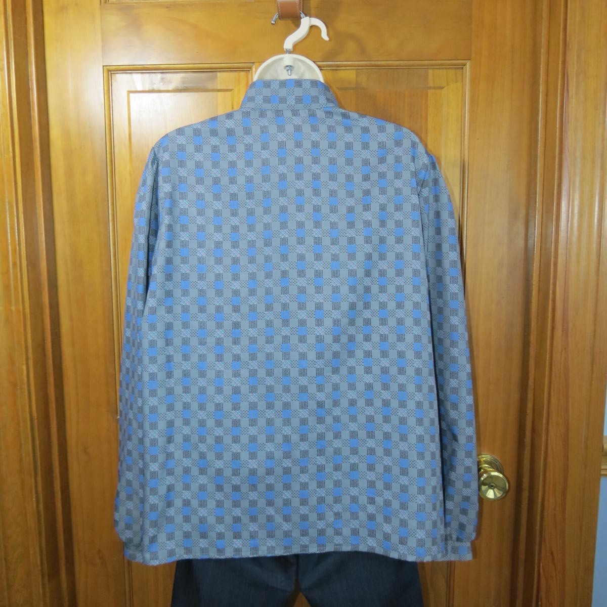 VTG 70s/80s Blouse Lady Arrow Ascot Collection Checkered High Neck Grey Sz 16