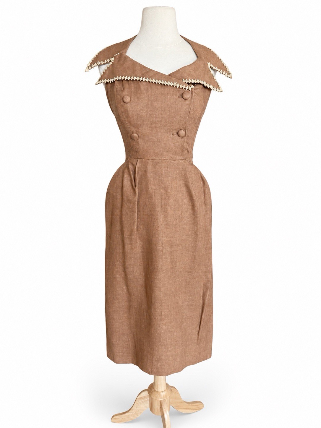 1950s Vintage Brown Dress Pencil Skirt Rockabilly Paramount Studios 50s