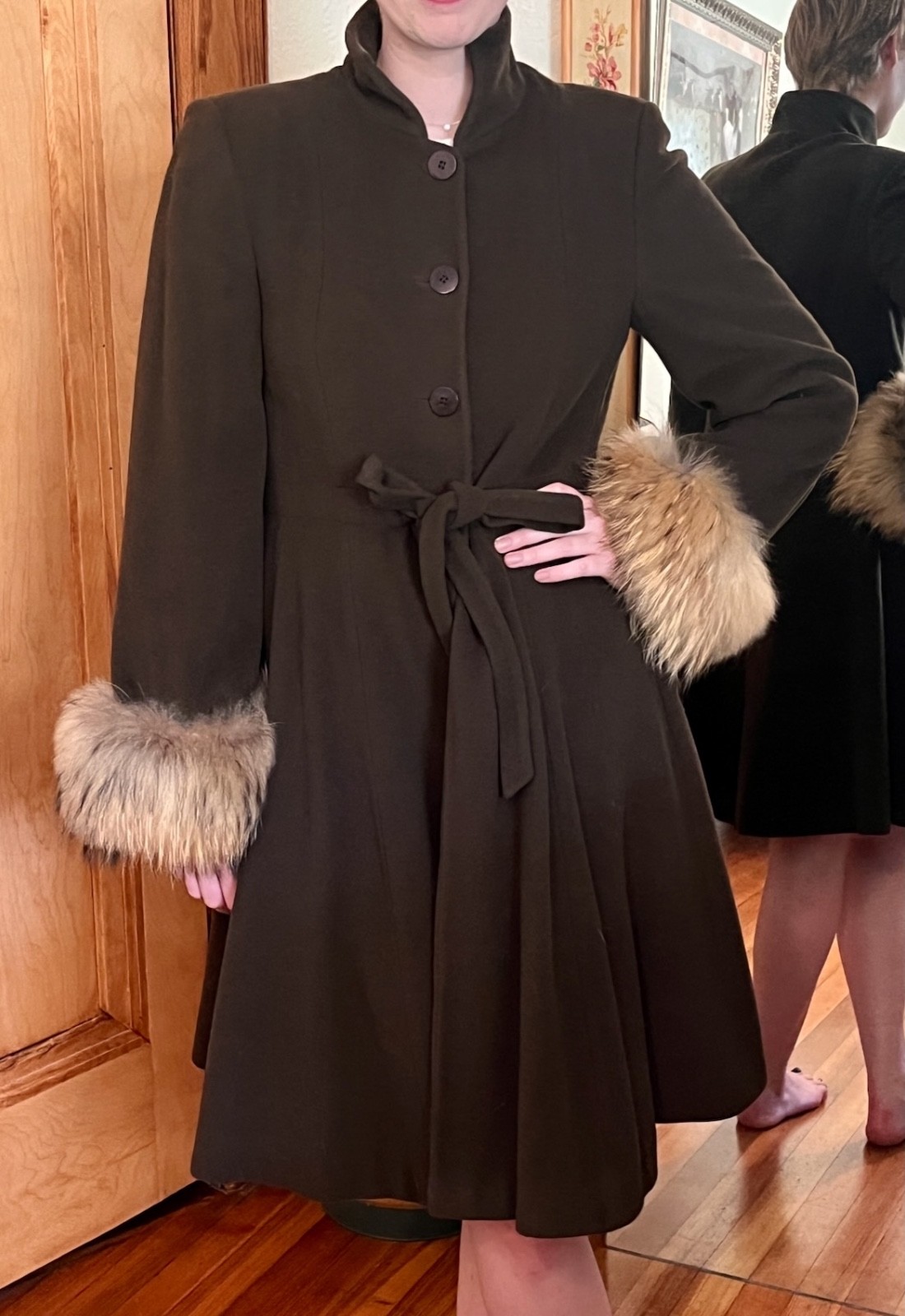 Vintage Giorgio Armani Coat Wool Angora Fur Camel Hair-Made In Italy 38/4