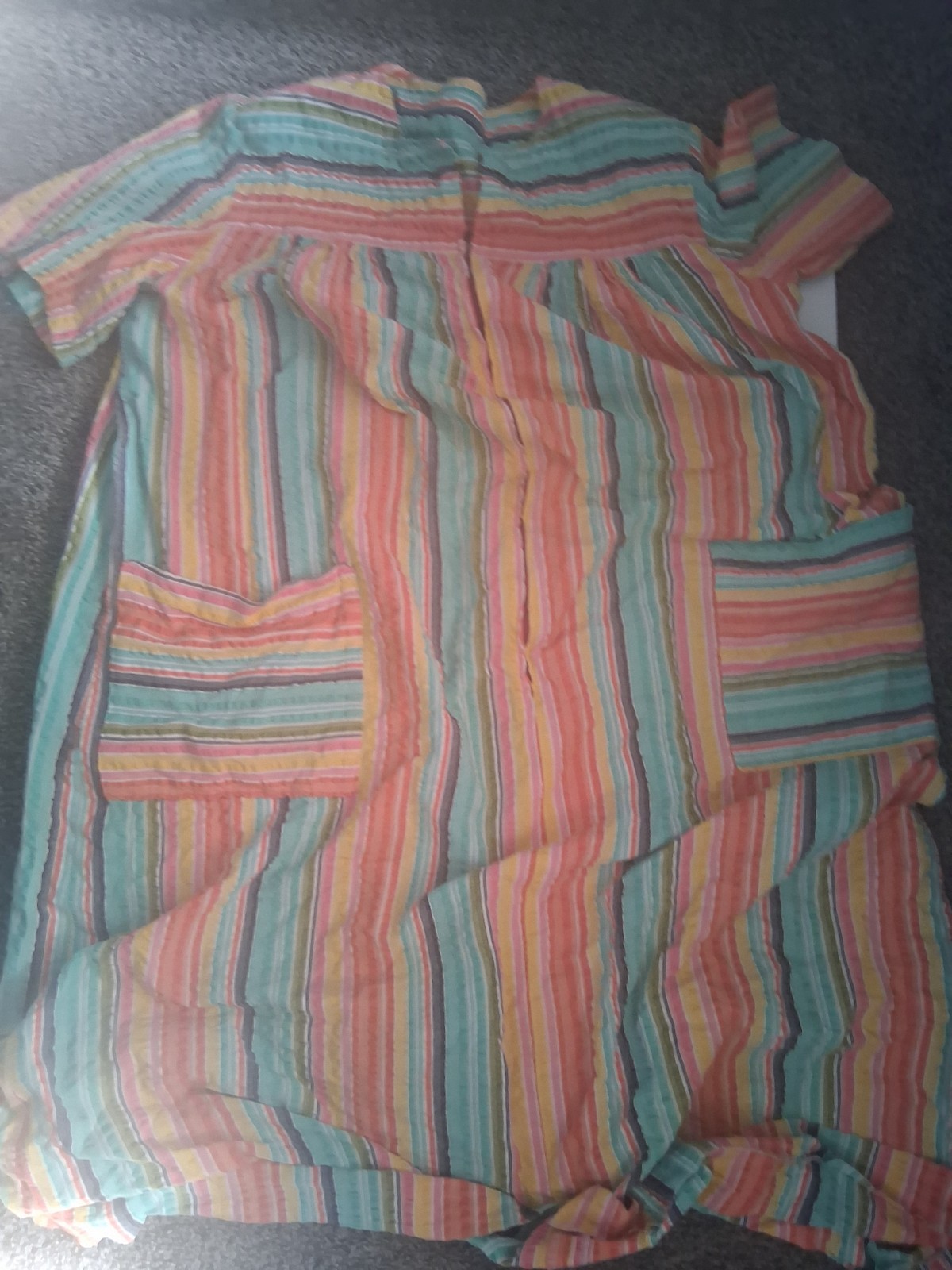 Vintage Pastel Rainbow Vintage House Dress – Has Pockets! 70s