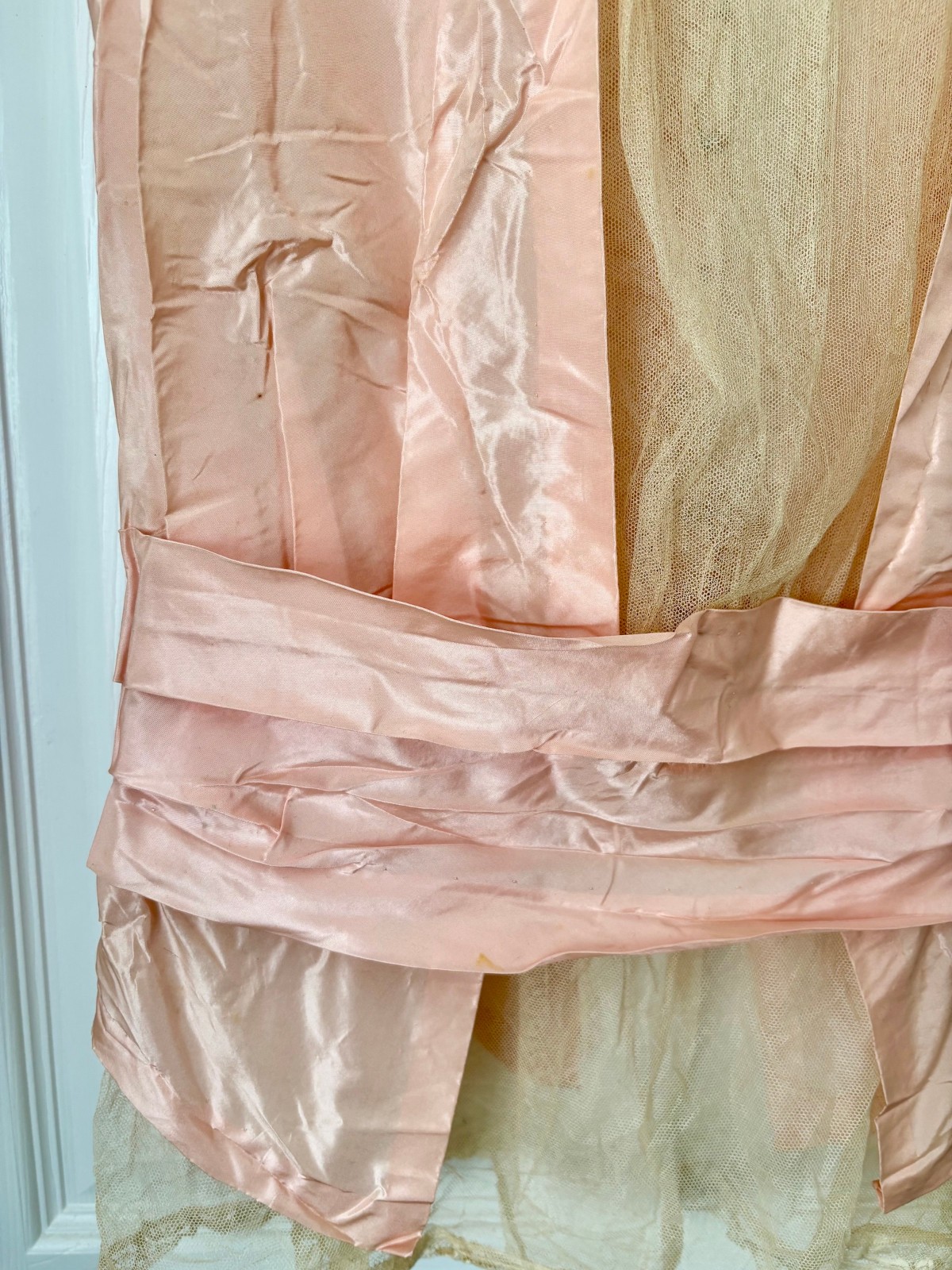 Antique c1915 Pink Silk Taffeta Lace Bodice Blouse Edwardian Fashion Titanic Era