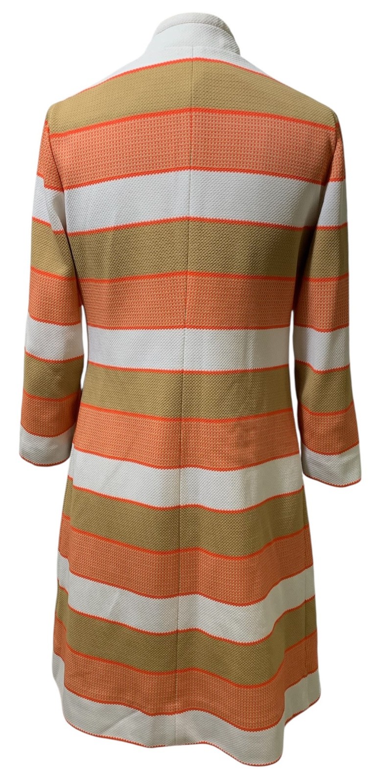 HANBURY LTD. Vintage 70s Women’s Mod Orange Tan White Striped Coat Dress – Sz M