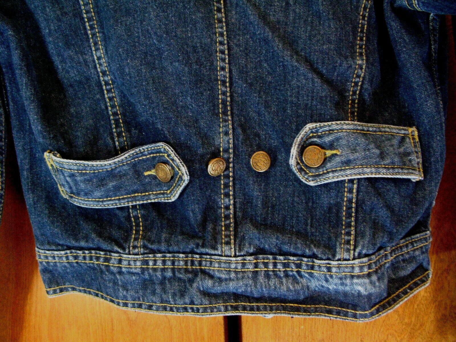 Vintage Womens New York Girl Denim Jeans Jacket Dark Blue Wash Sz Med Mexico