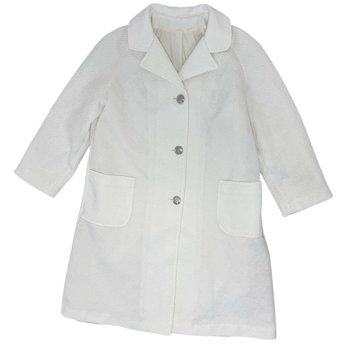 Vintage 70s Women’s Medium White Double-Knit Swing Coat by Jerold