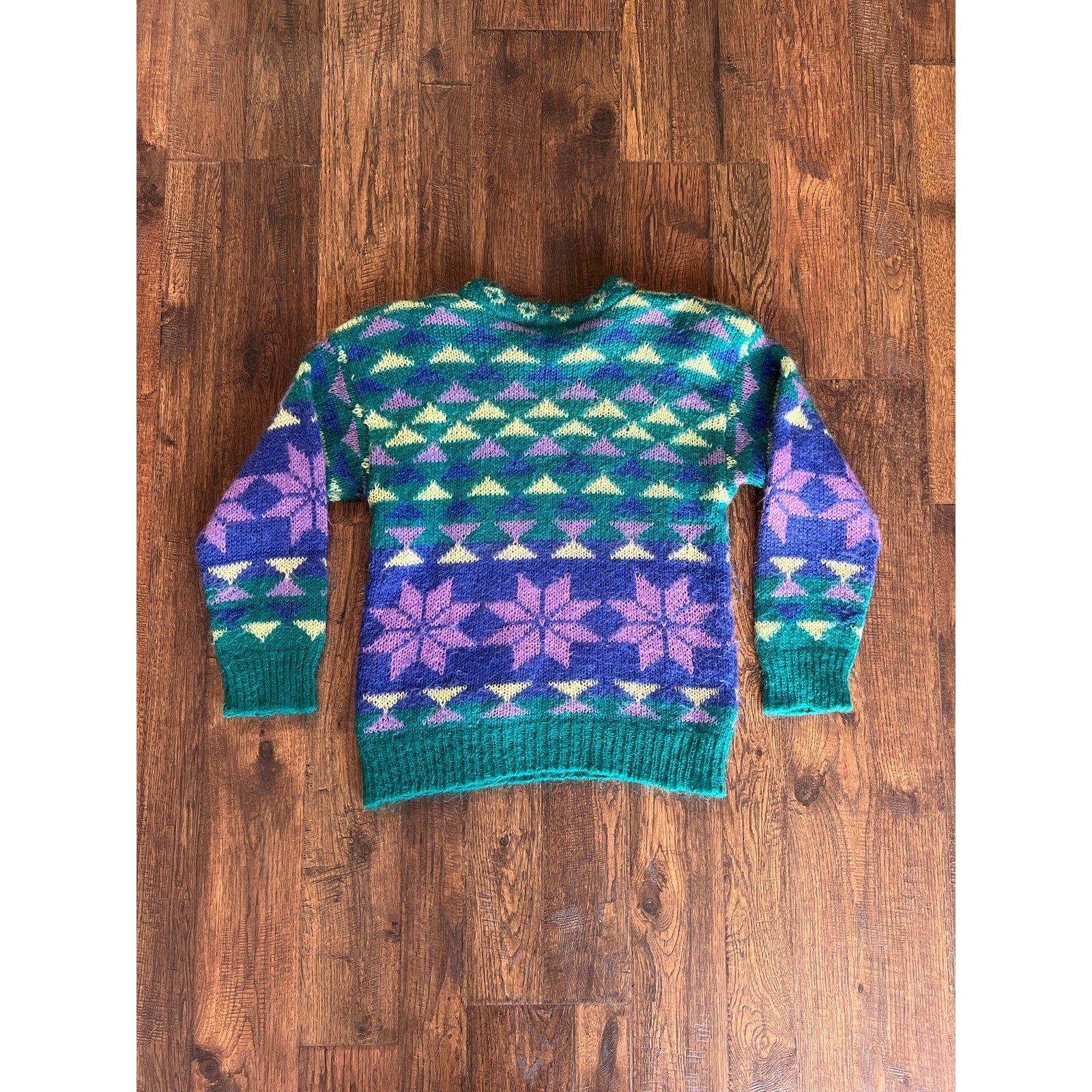 Vintage Knit Pullover Sweater – All Over Geometric Pattern – Gallagher – Small