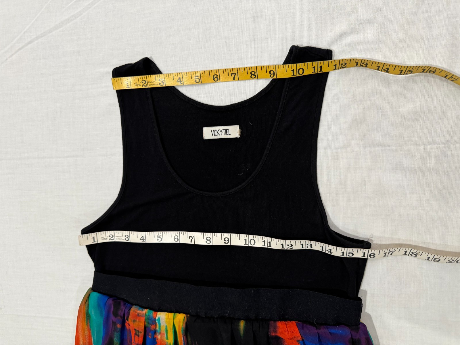 Vintage 80s Vicky Tiel Sleeveless Tank Dress 6 Sheer Abstract Skirt MOD Grunge