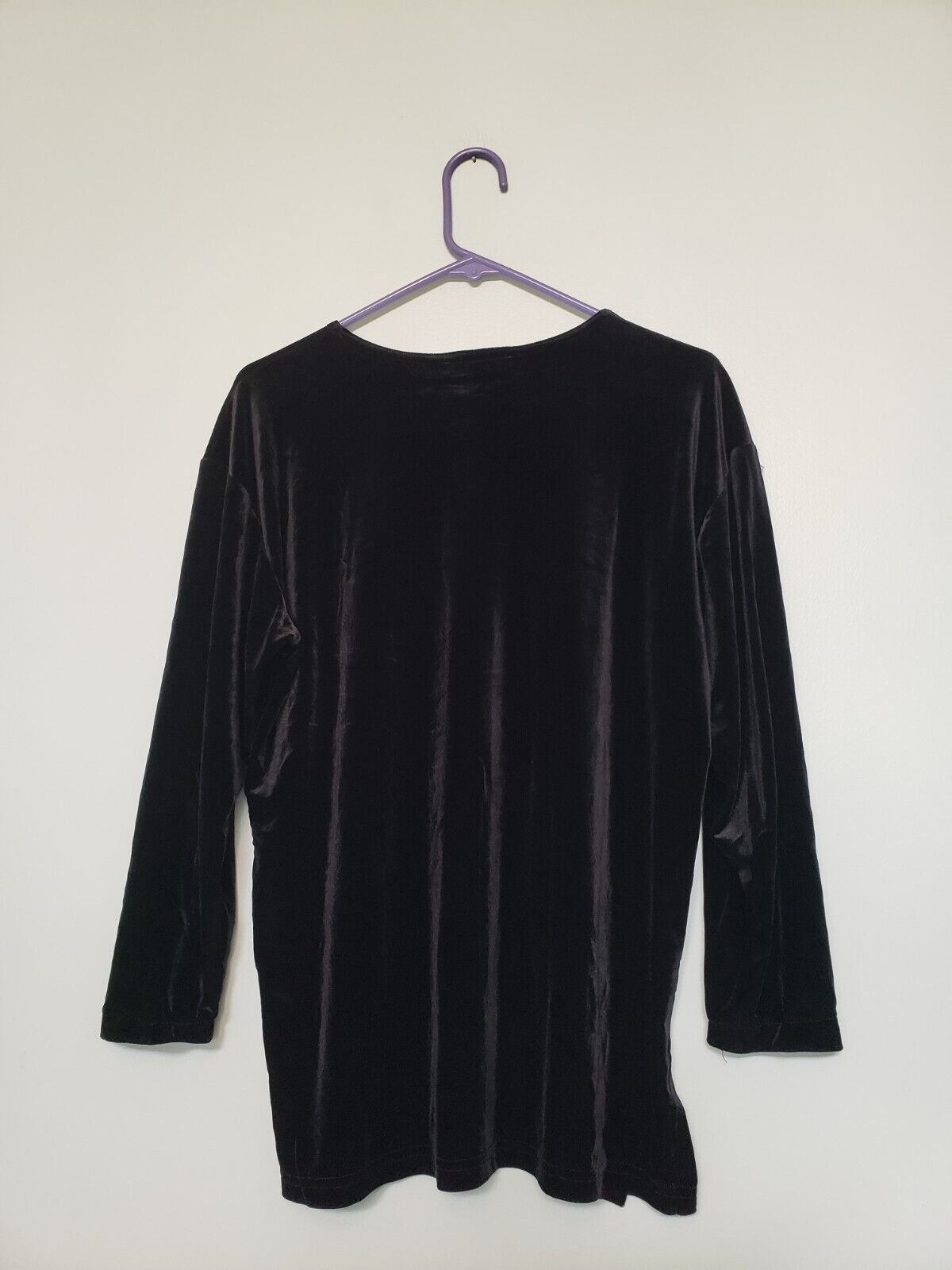 Vtg Y2K Impressions of California Womens S Black Velour Tunic Silver Glitter