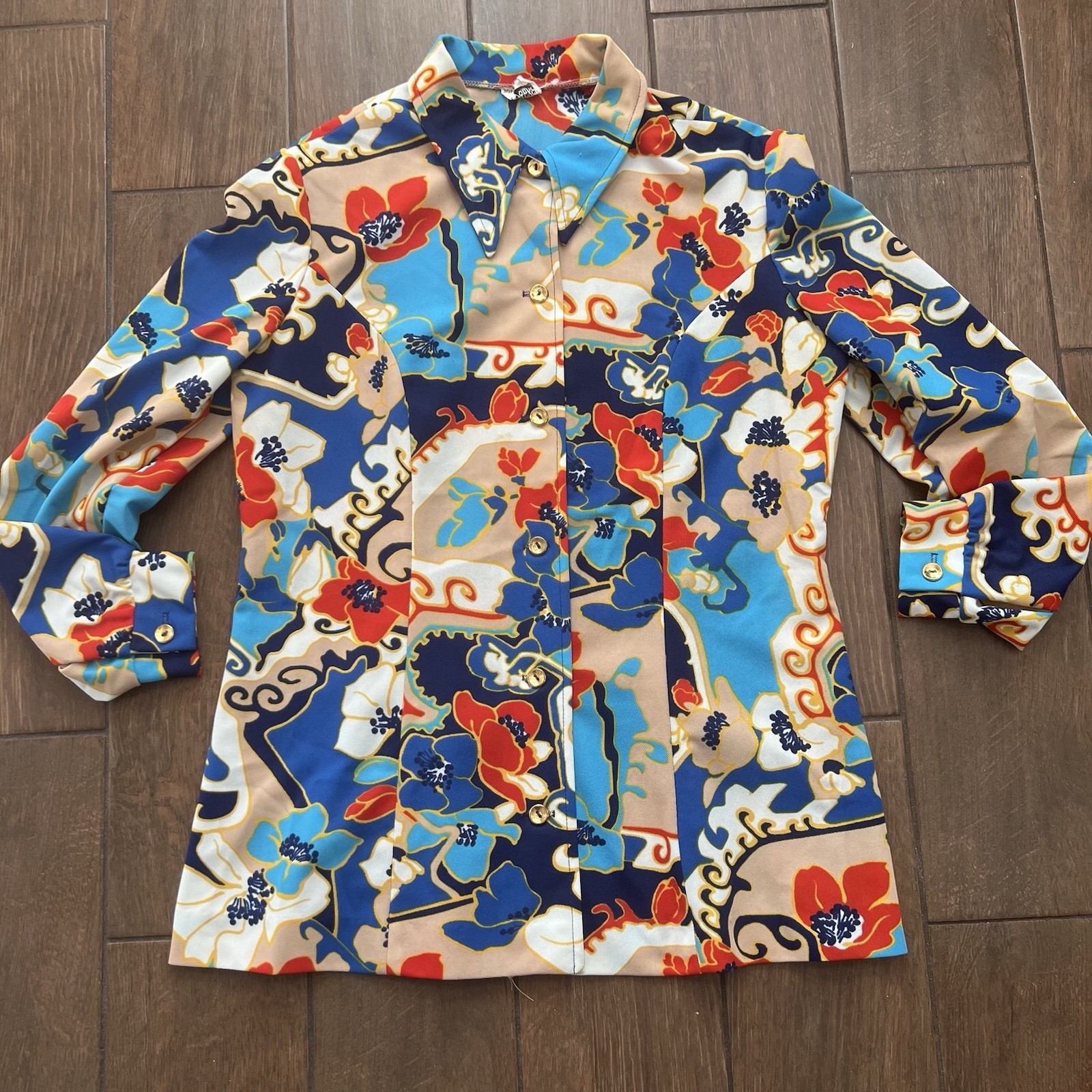Vintage 70s Puritan 'Forever Young’ Floral Shirt with Buttons Groovy Mod
