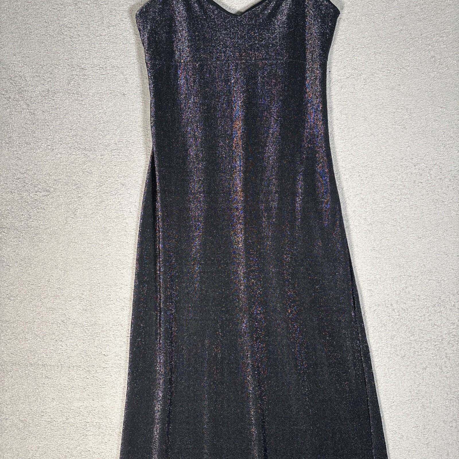 Byer Too California Vintage 90s Black Silver Metallic Shimmer Maxi Dress Fits S