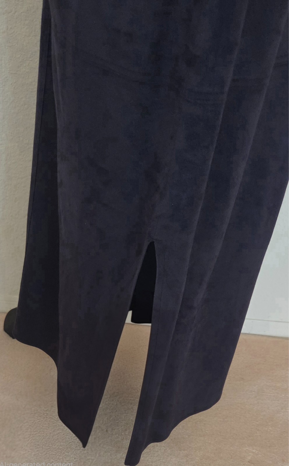 Vintage Faux Suede Long Black Skirt with Side Slits from J Jill