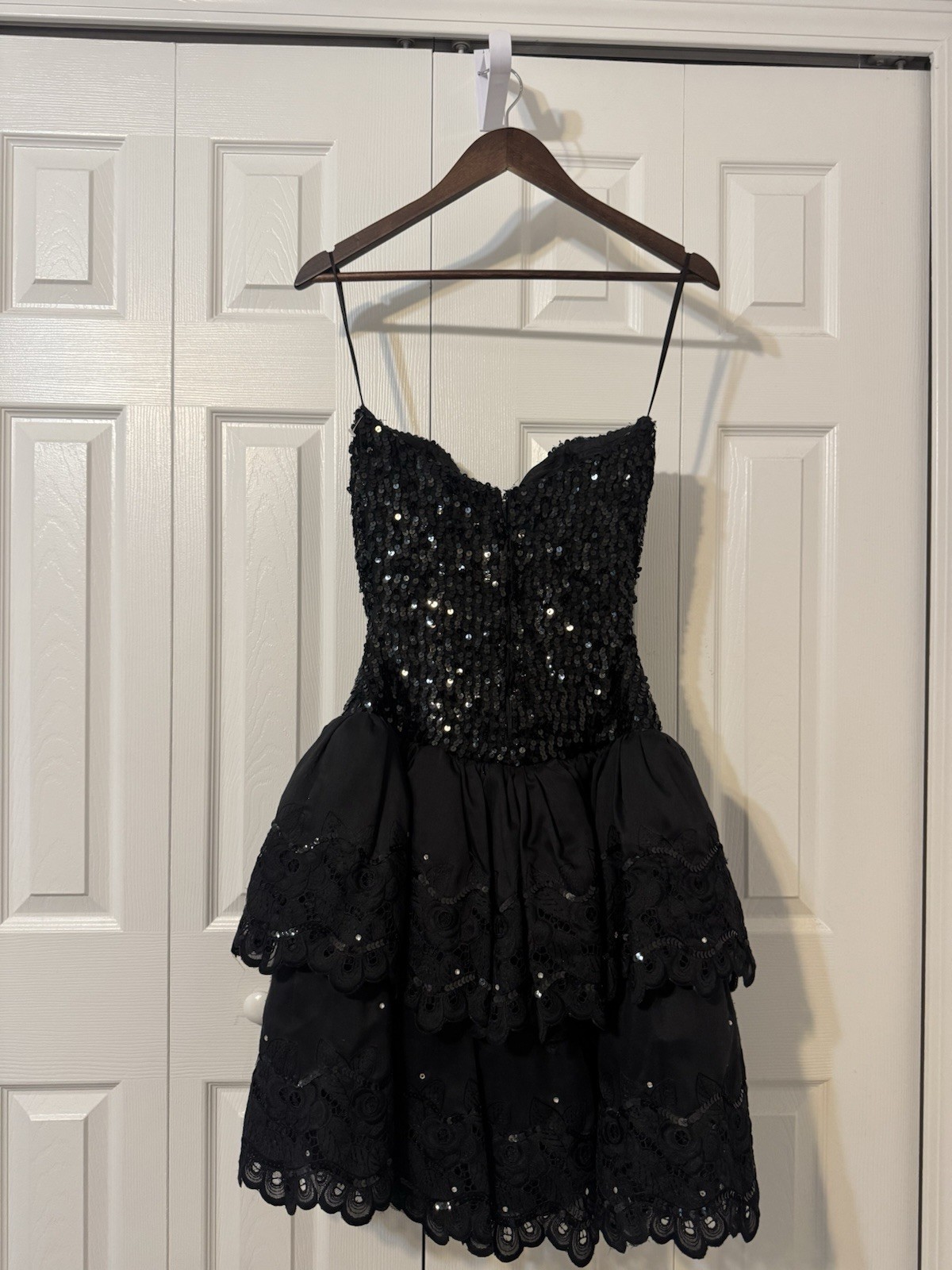 Joy Stevens Collection 1980s Vintage Black Sequin Dress Size M