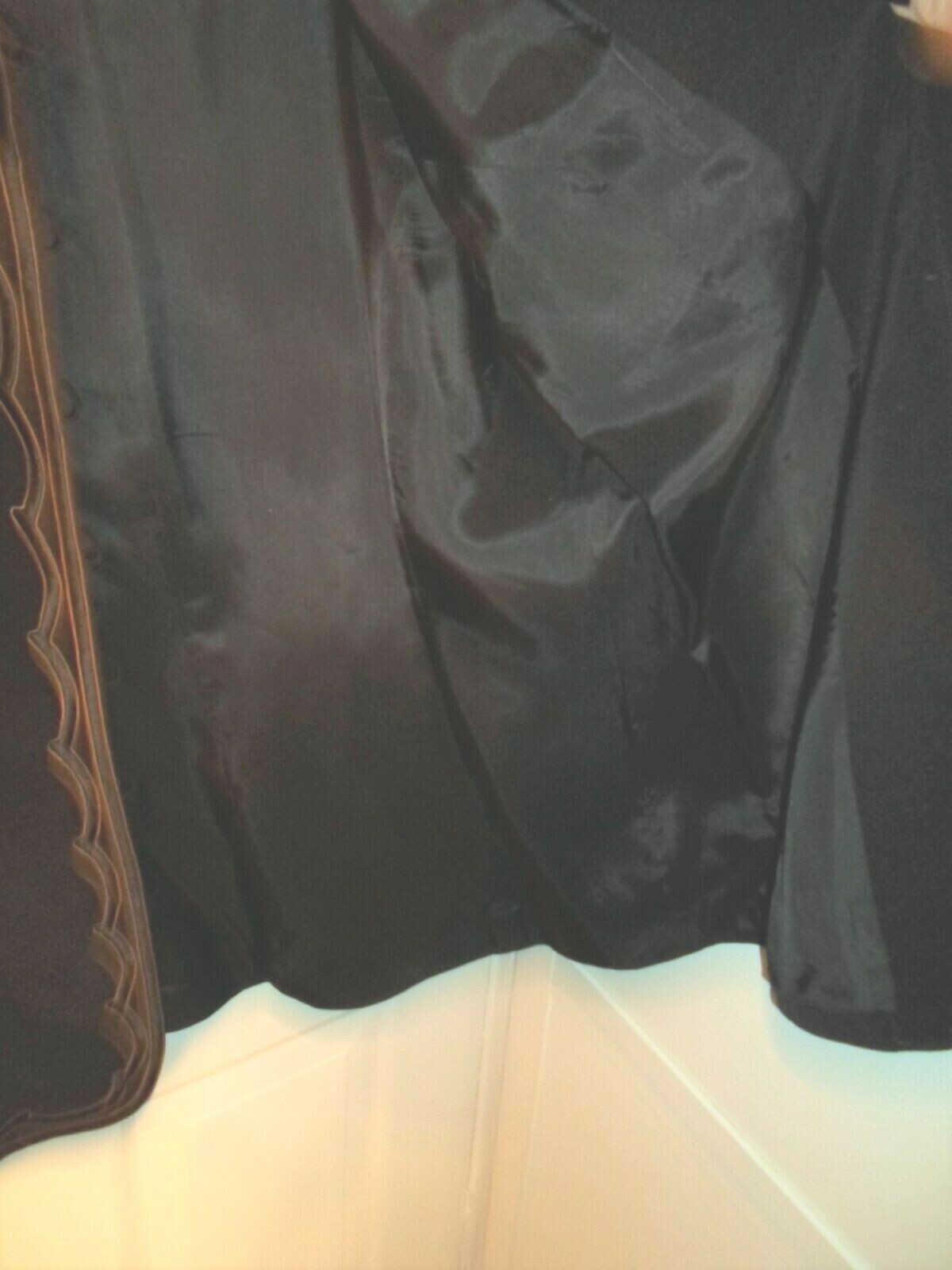 Liz Elana Vtg Sz 14 Black Beaded Medallions Embellished Blazer Jacket Embroidery