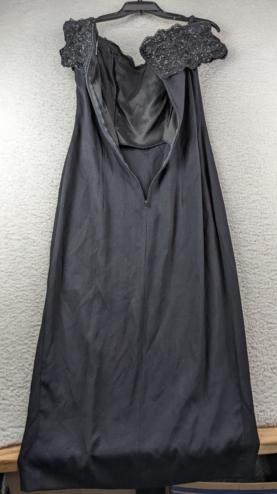 VTG HW Collections Dress Size 6 Black Evening Dress Sequin Bead Lace MADE USA