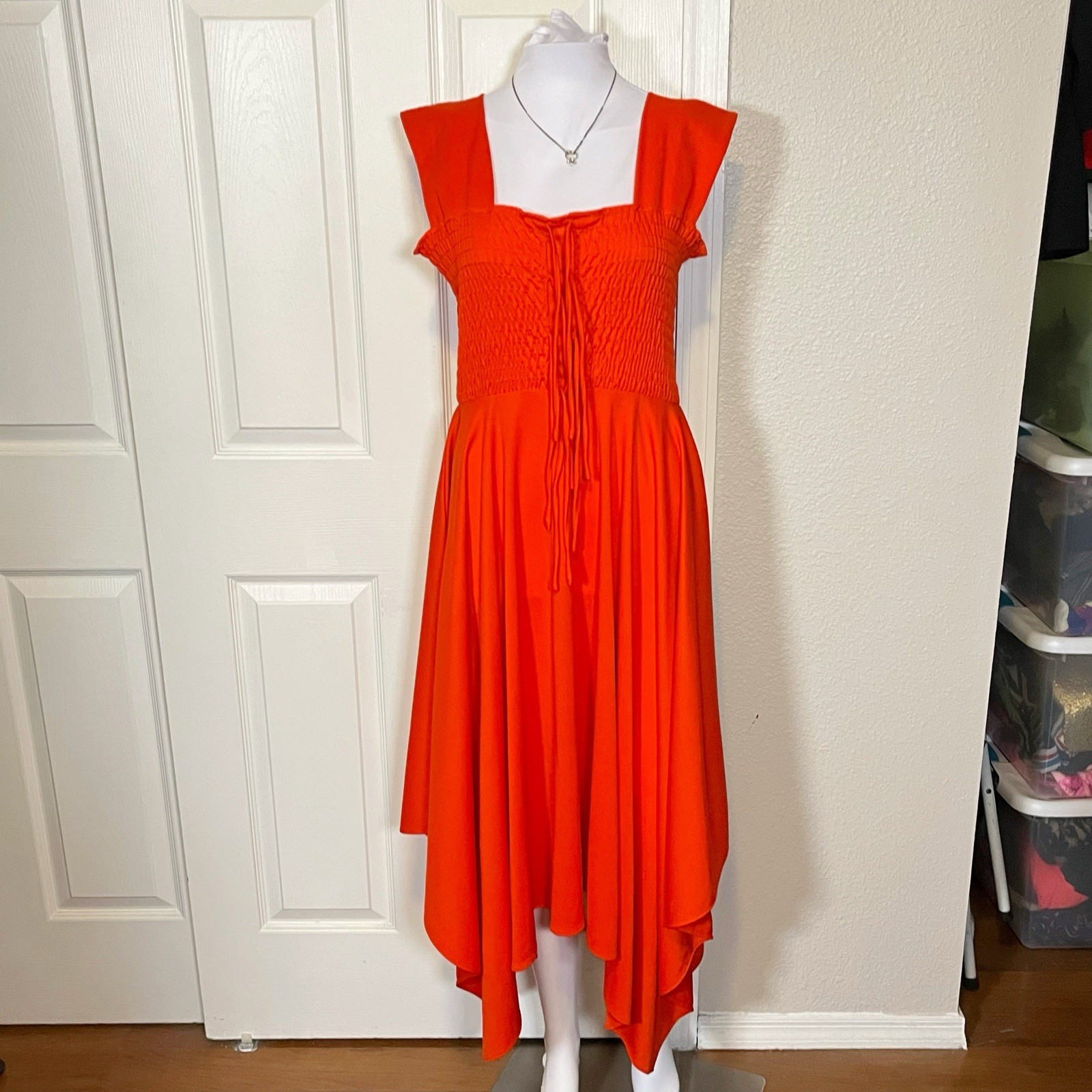 PBJ by Jerell Vintage 70s Tie Front Party Prom Dress Sleeveless Sundress sz 7